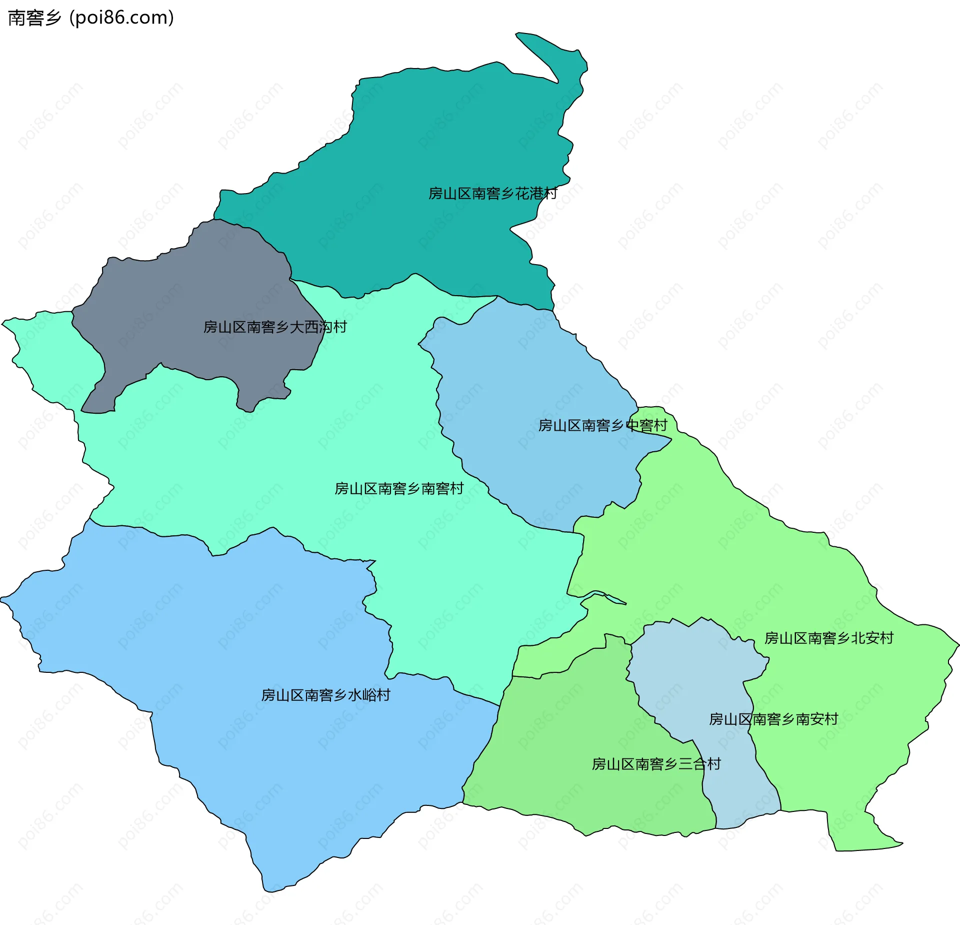 南窖乡边界地图(五级行政区划)