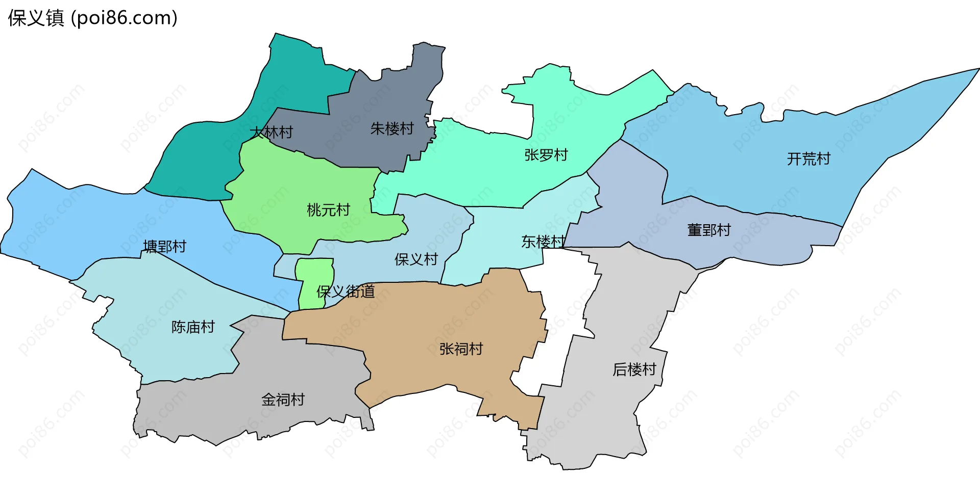 保义镇边界地图(五级行政区划)