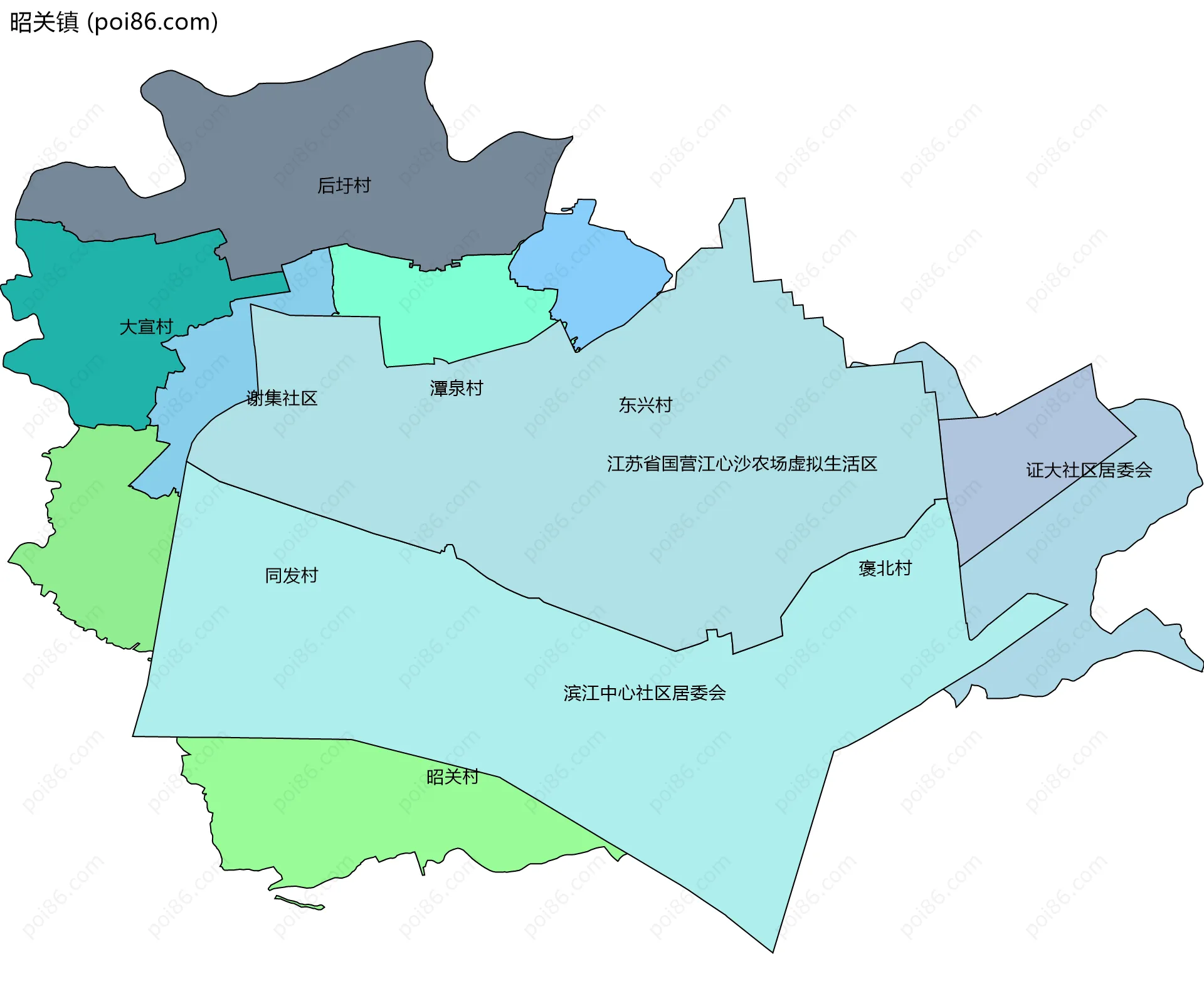 昭关镇边界地图(五级行政区划)