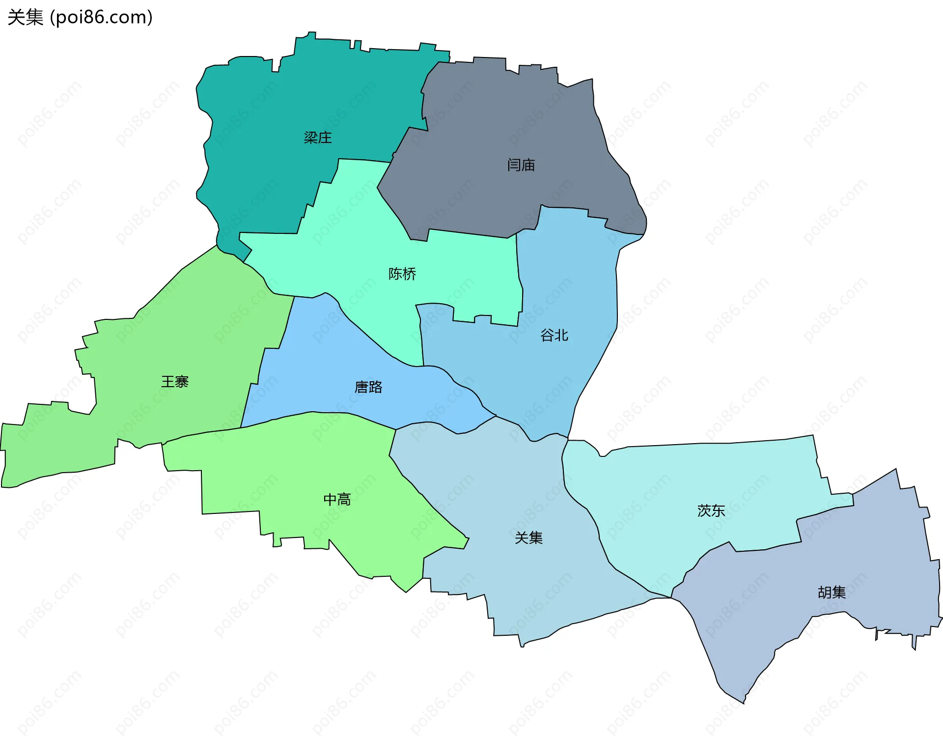 关集边界地图(五级行政区划)