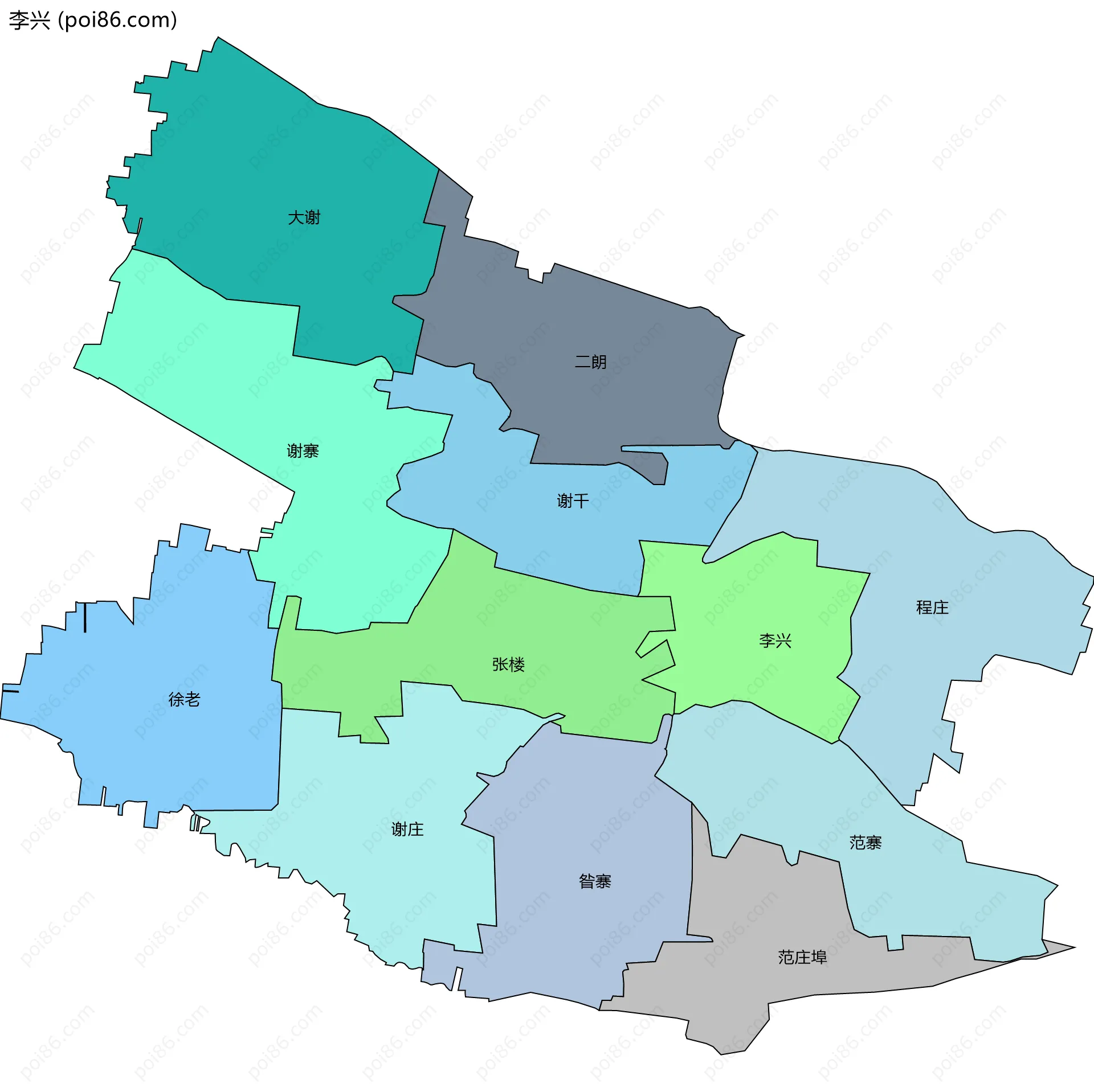 李兴边界地图(五级行政区划)