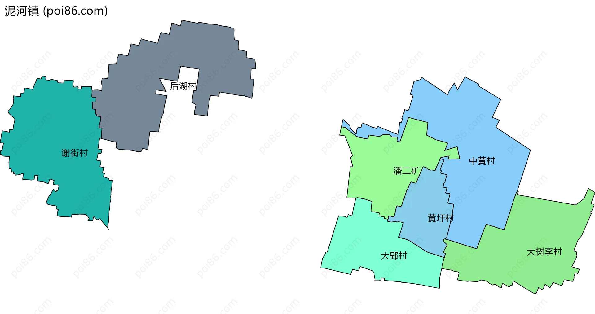 泥河镇边界地图(五级行政区划)