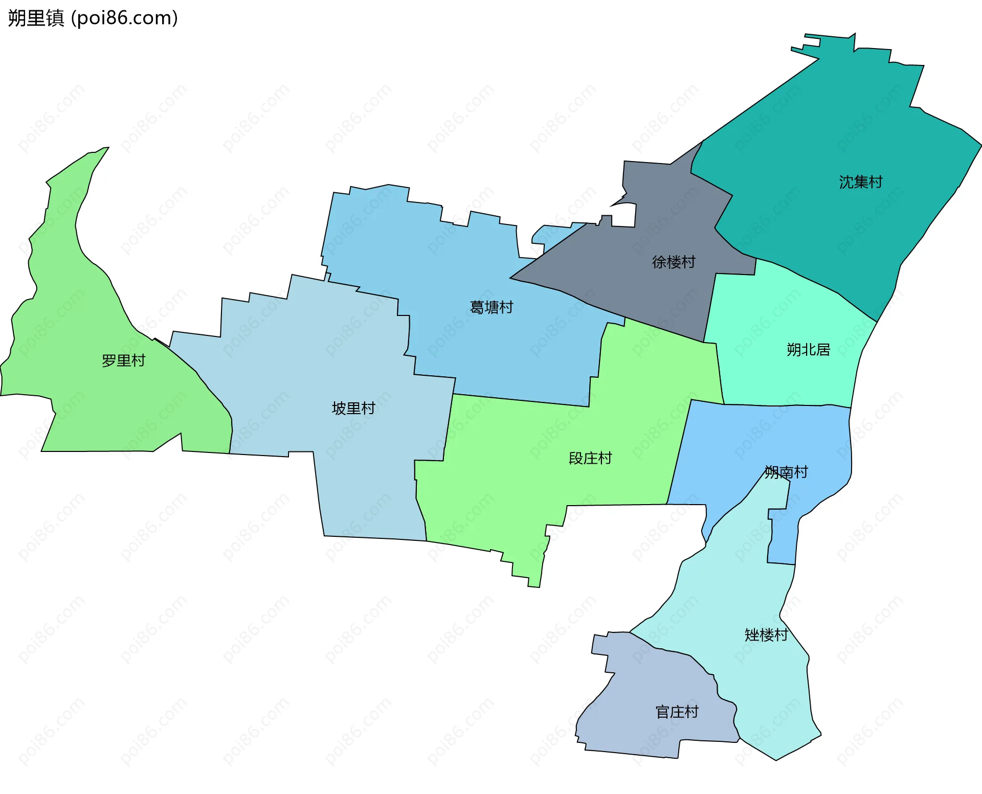 朔里镇边界地图(五级行政区划)