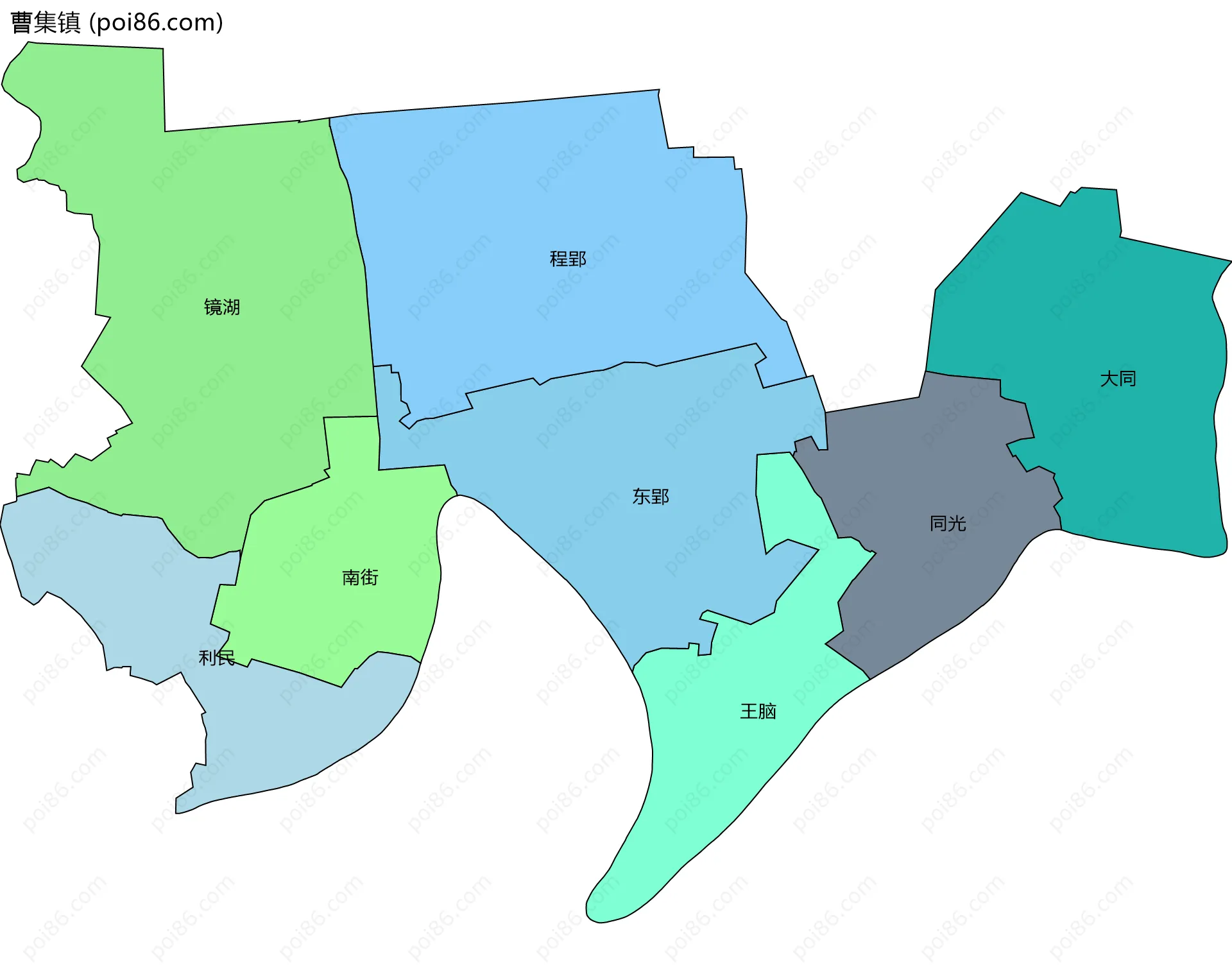 曹集镇边界地图(五级行政区划)