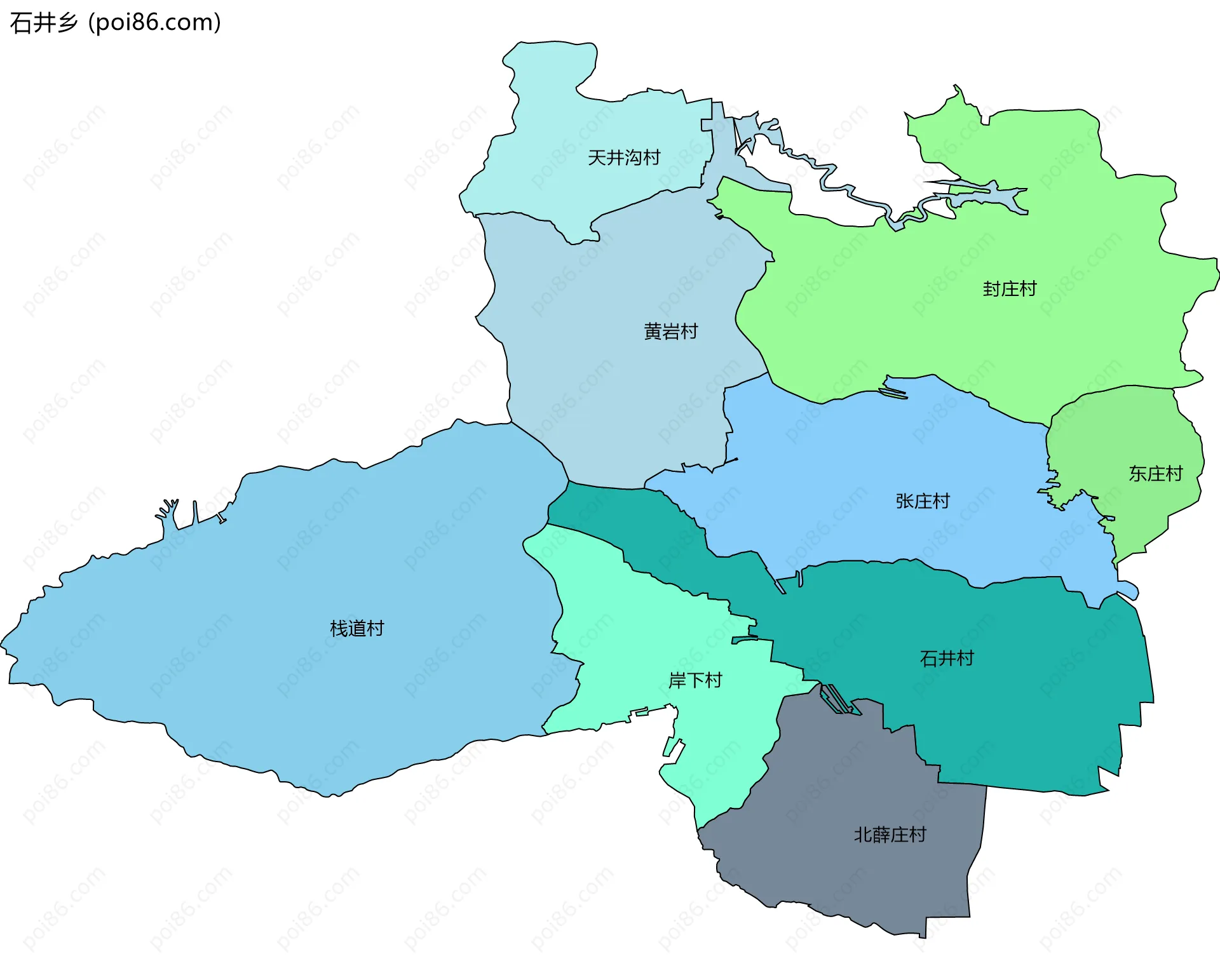 石井乡边界地图(五级行政区划)