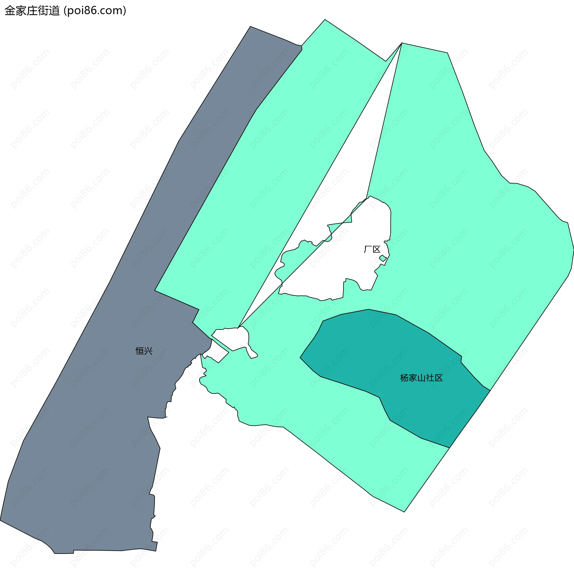 金家庄街道边界地图(五级行政区划)