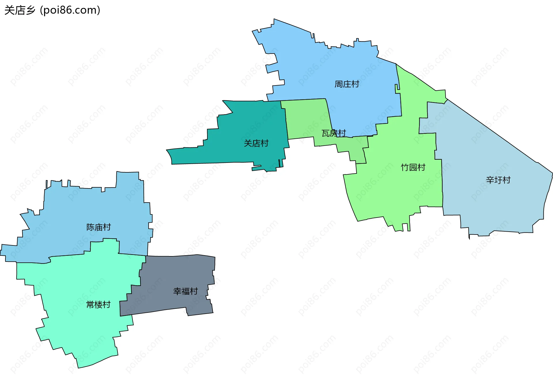 关店乡边界地图(五级行政区划)