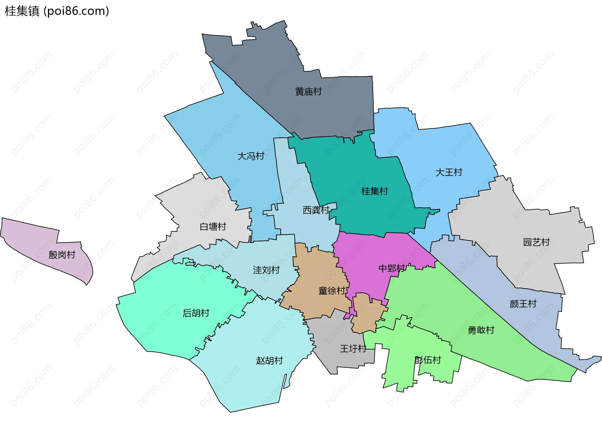 桂集镇边界地图(五级行政区划)