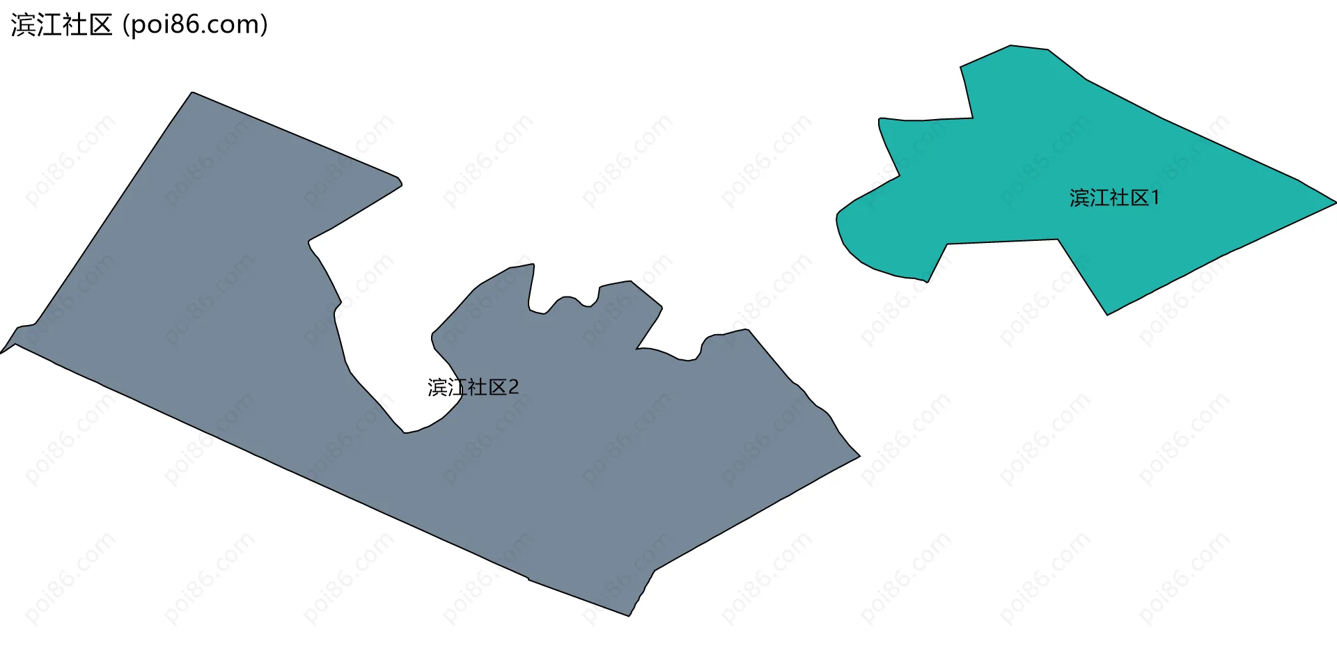 滨江社区边界地图(五级行政区划)