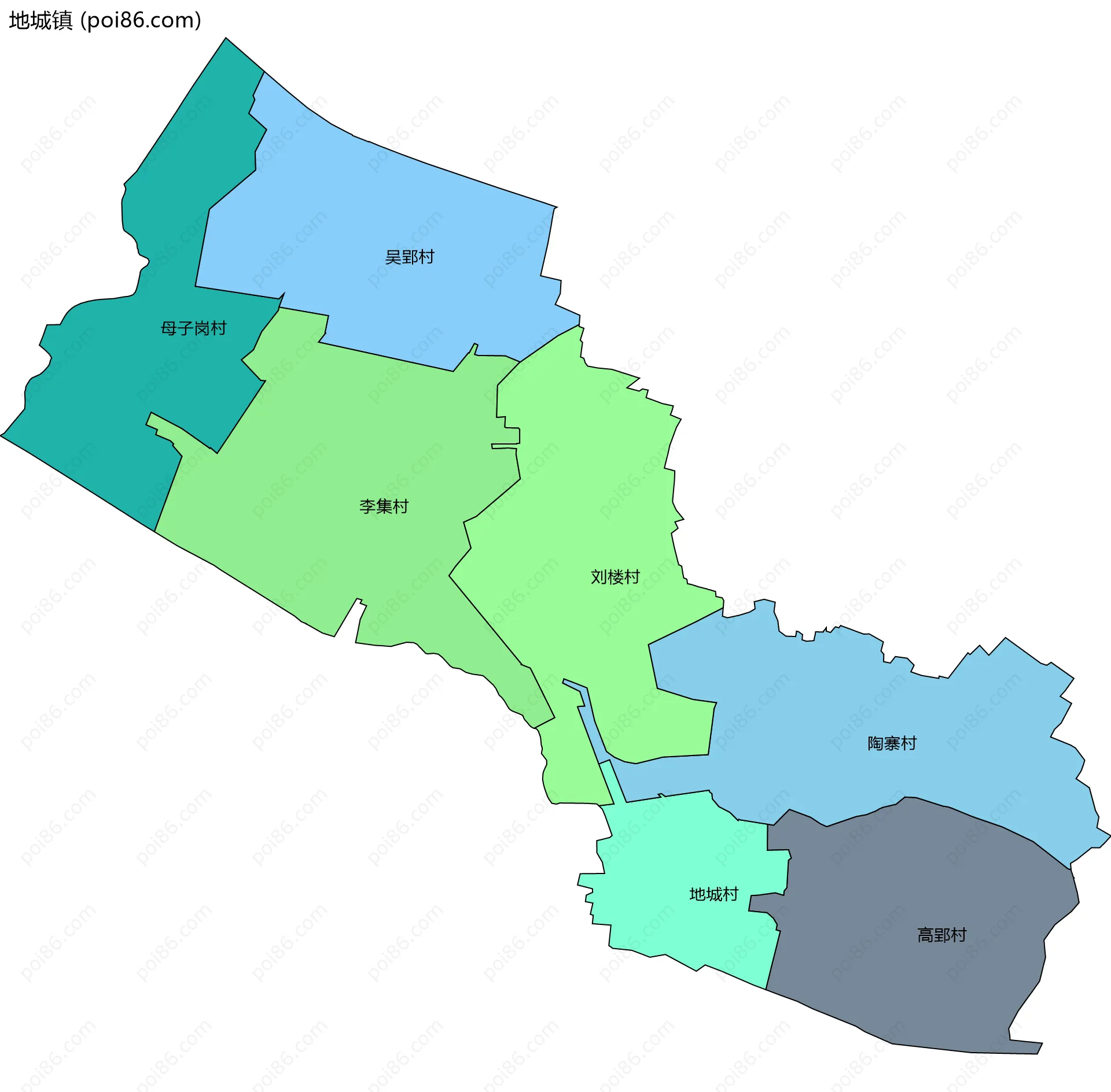 地城镇边界地图(五级行政区划)