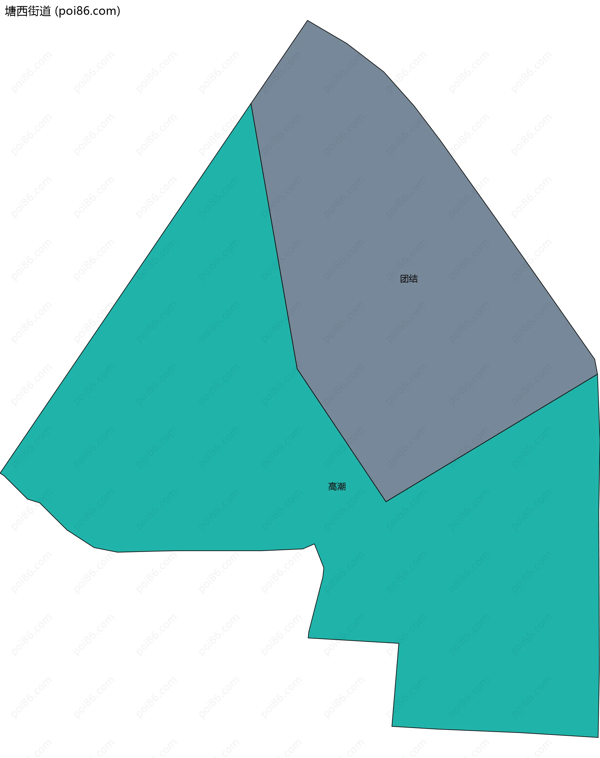 塘西街道边界地图(五级行政区划)