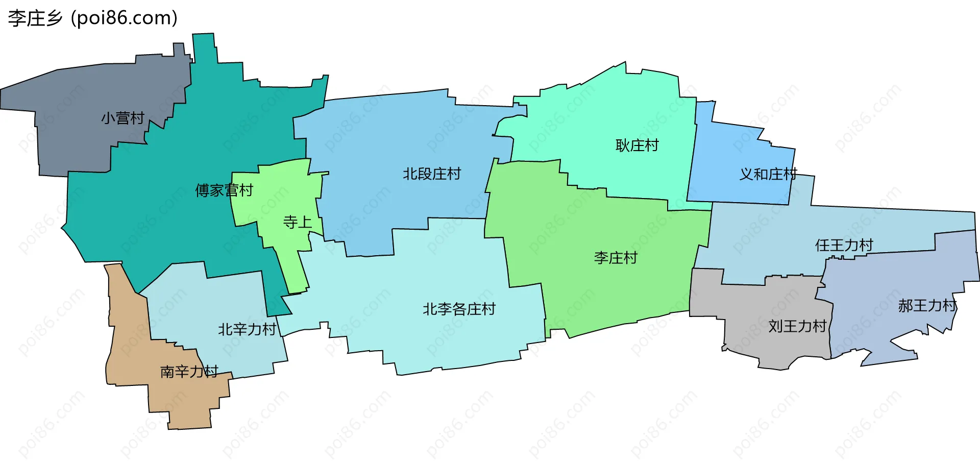 李庄乡边界地图(五级行政区划)