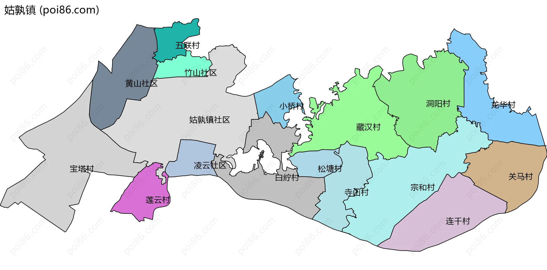 姑孰镇边界地图(五级行政区划)