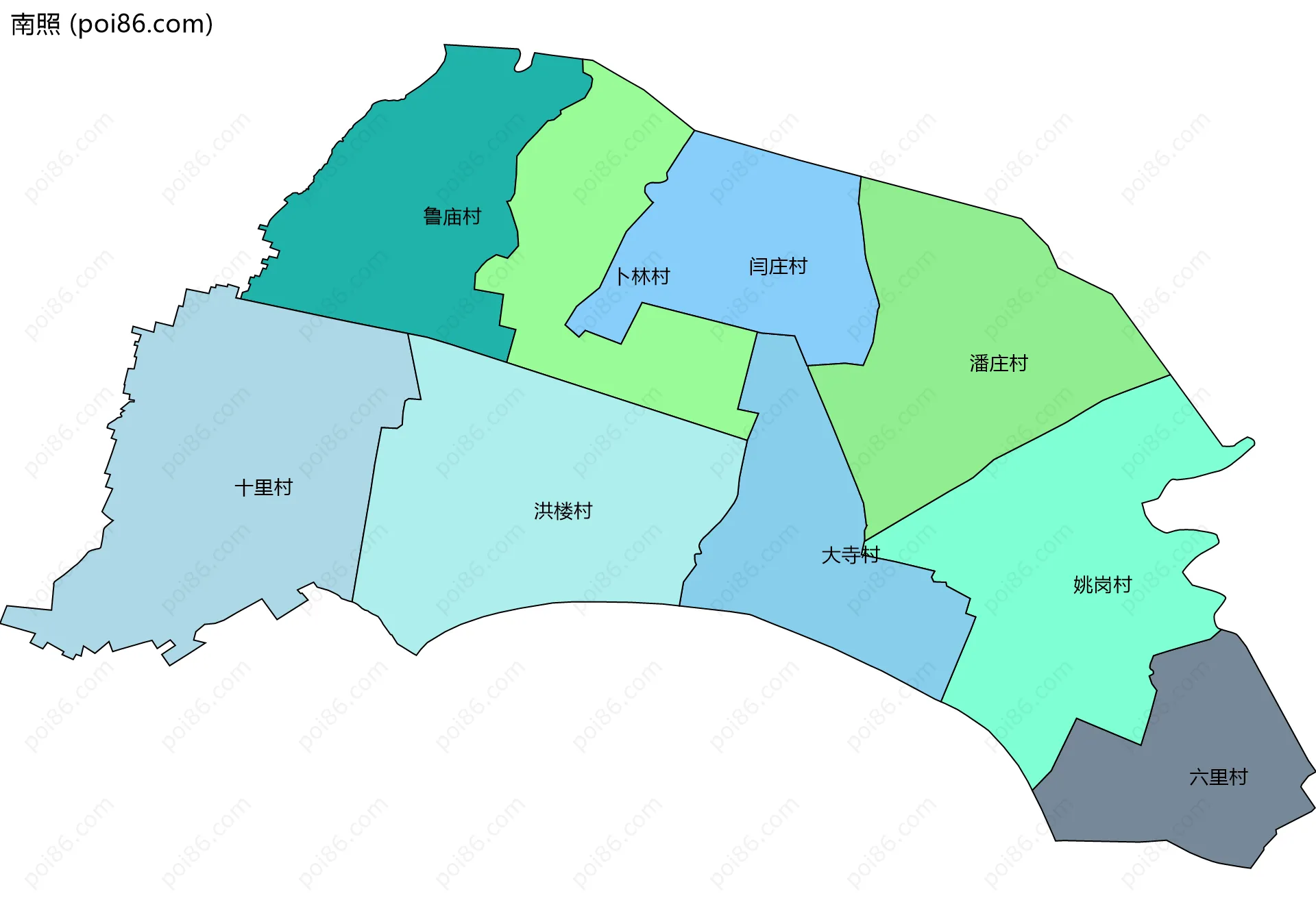 南照边界地图(五级行政区划)