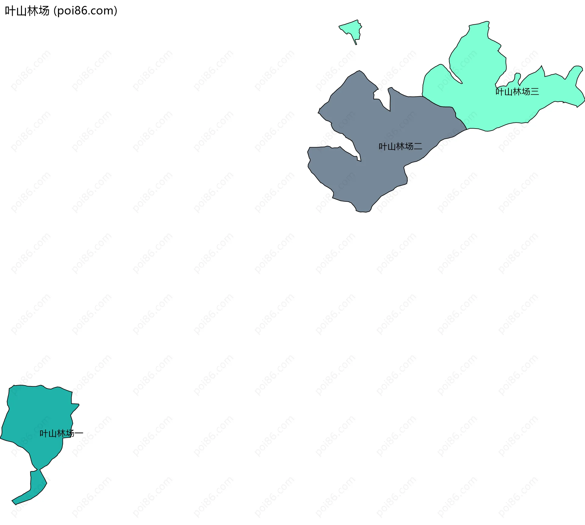 叶山林场边界地图(五级行政区划)