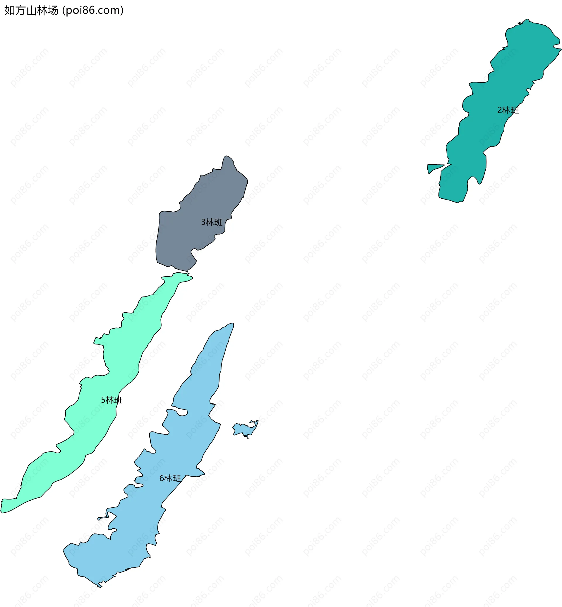 如方山林场边界地图(五级行政区划)