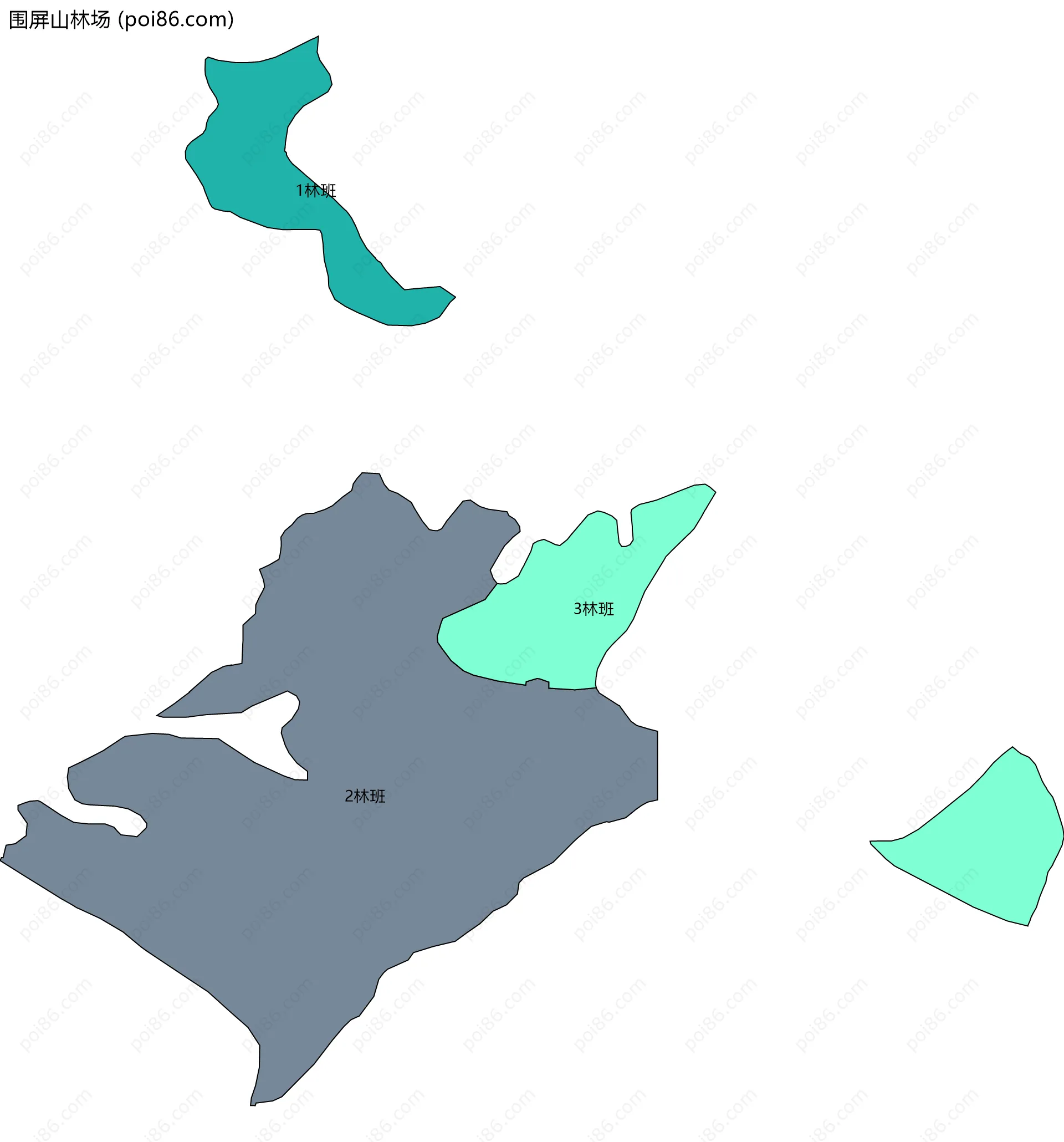 围屏山林场边界地图(五级行政区划)