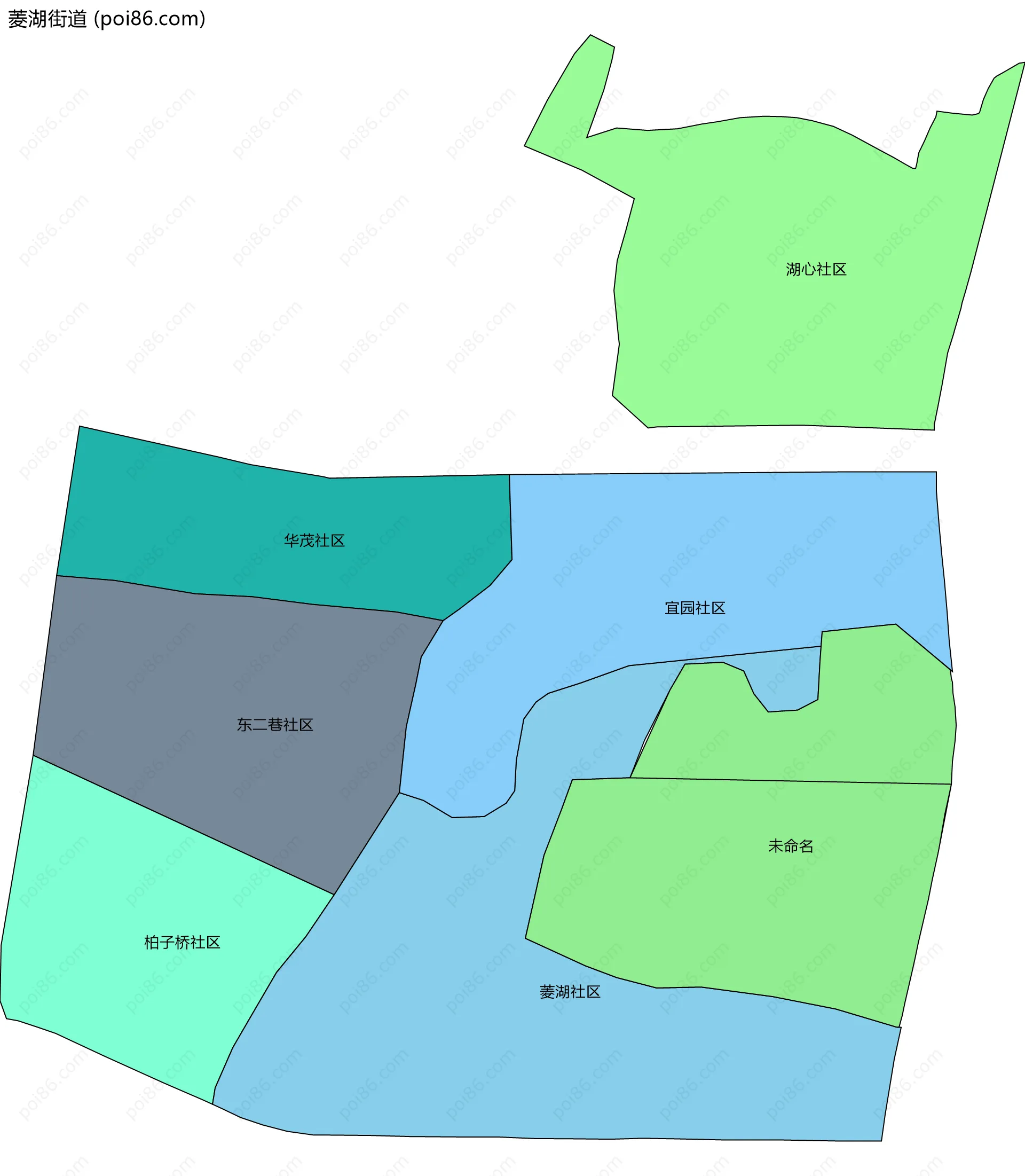 菱湖街道边界地图(五级行政区划)