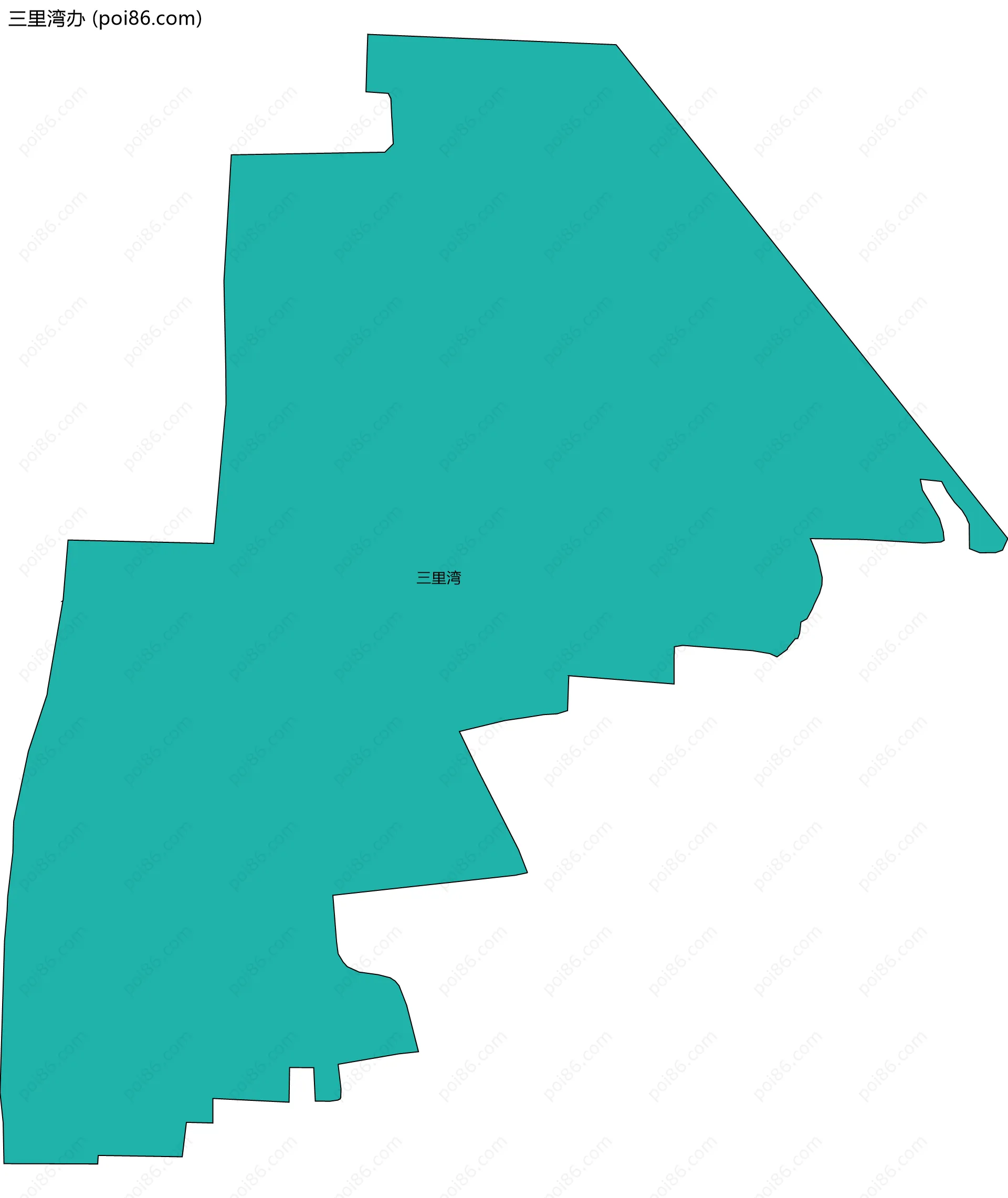 三里湾办边界地图(五级行政区划)