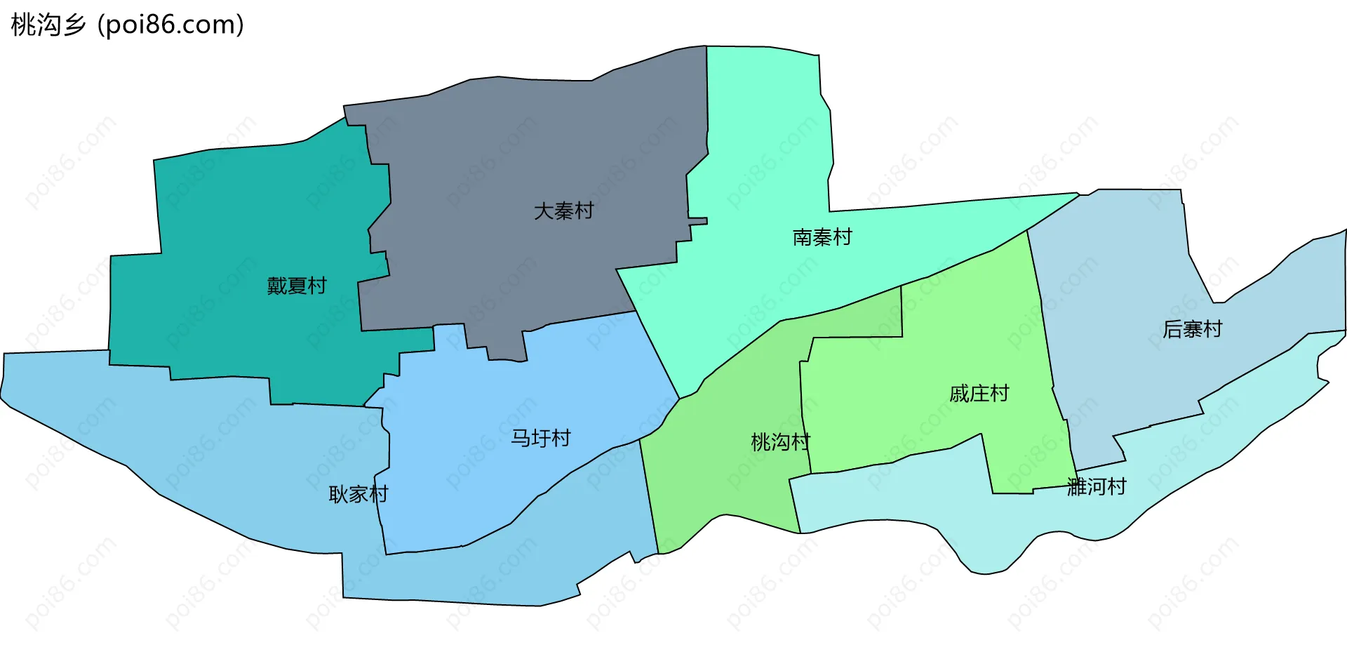 桃沟乡边界地图(五级行政区划)