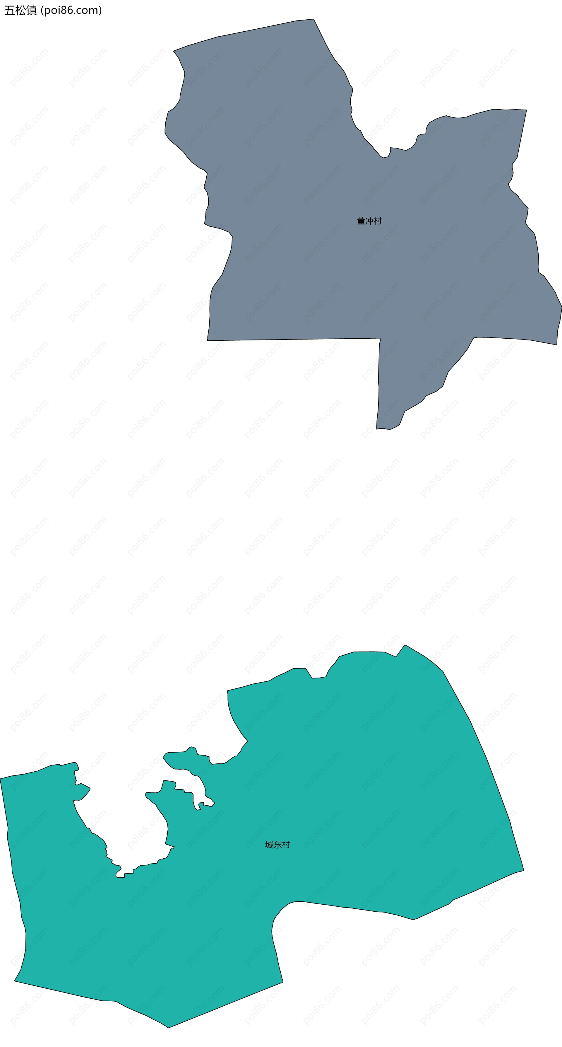 五松镇边界地图(五级行政区划)