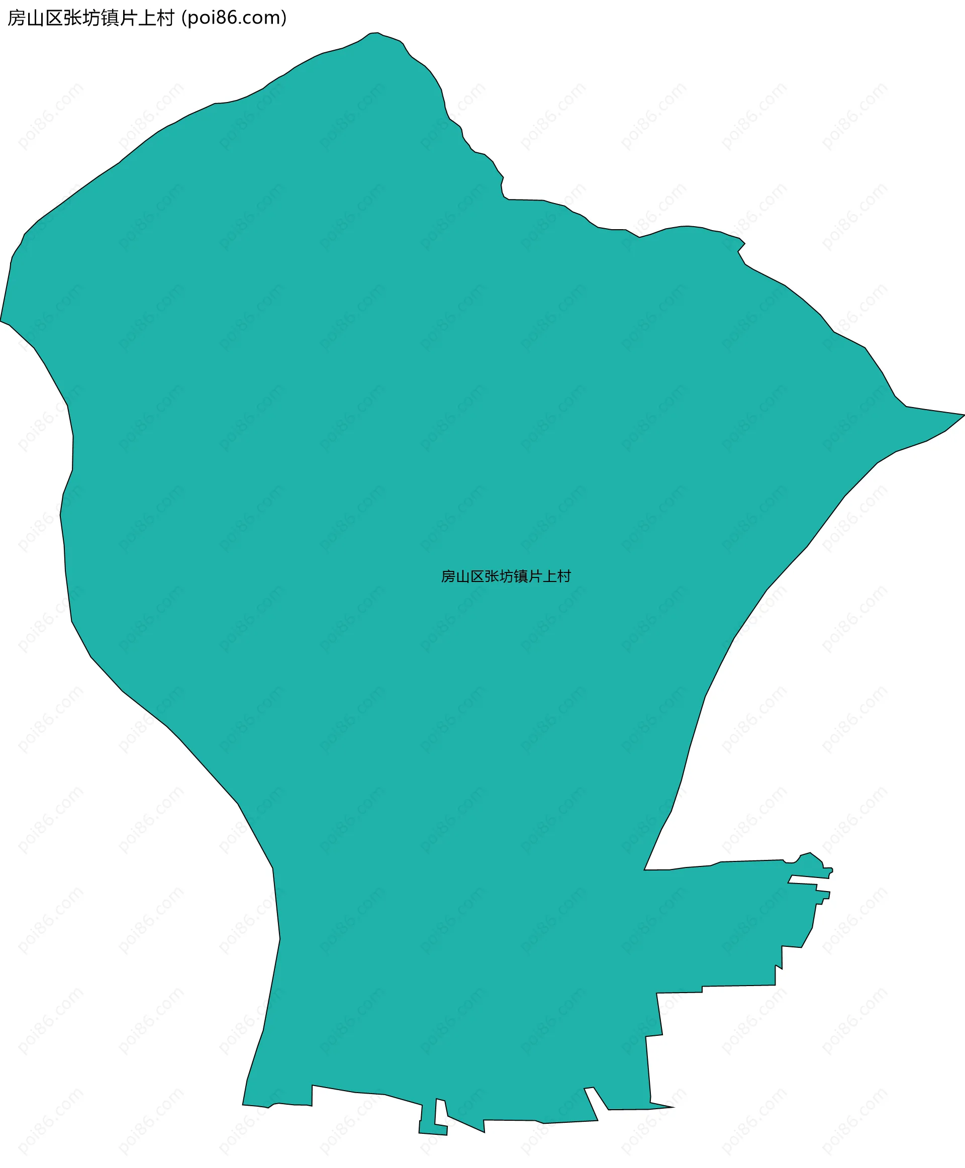 房山区张坊镇片上村边界地图