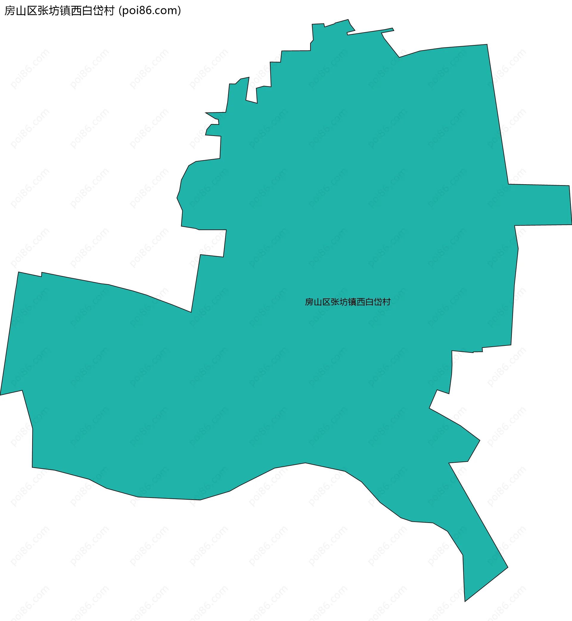 房山区张坊镇西白岱村边界地图