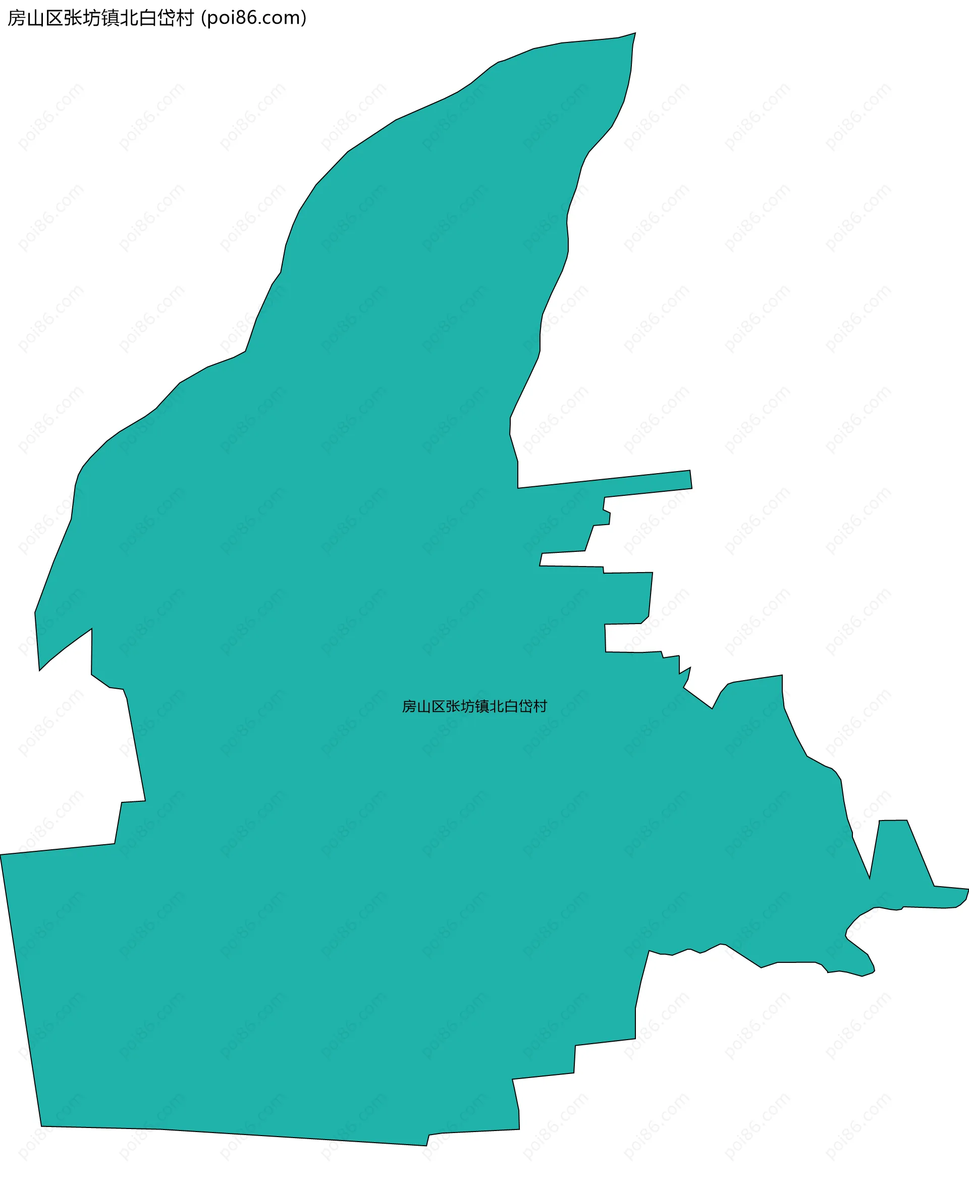 房山区张坊镇北白岱村边界地图