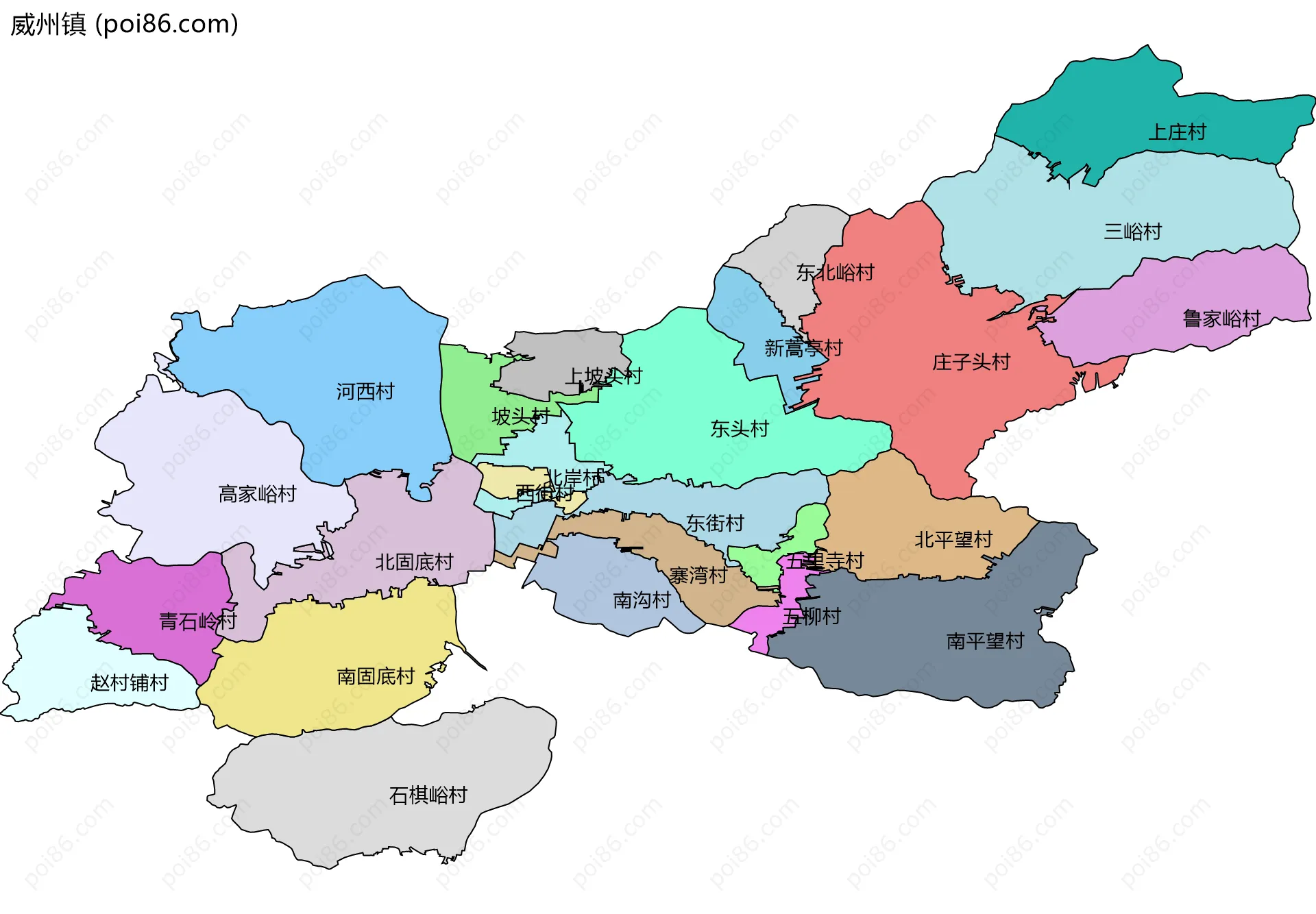威州镇边界地图(五级行政区划)