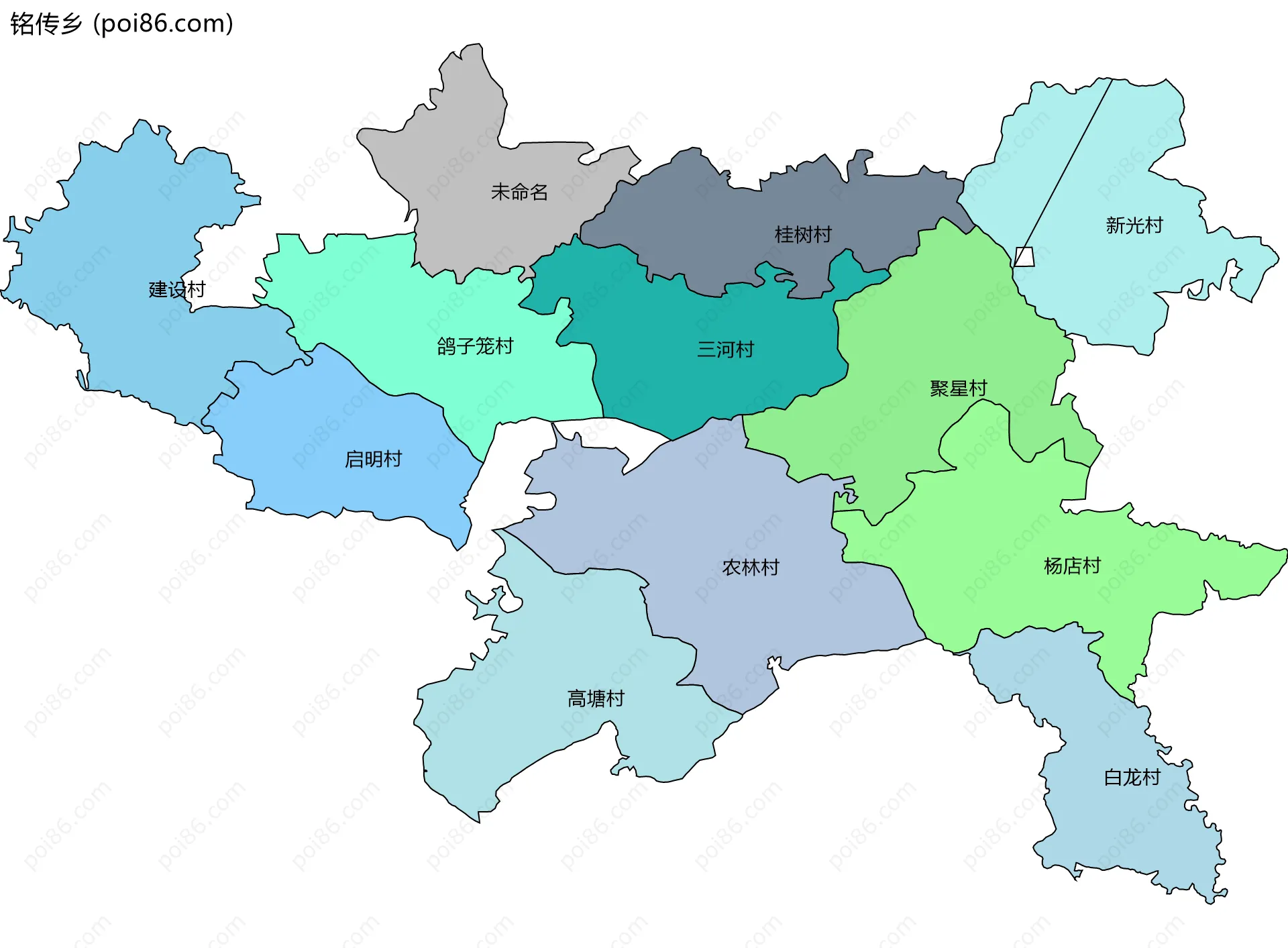 铭传乡边界地图(五级行政区划)
