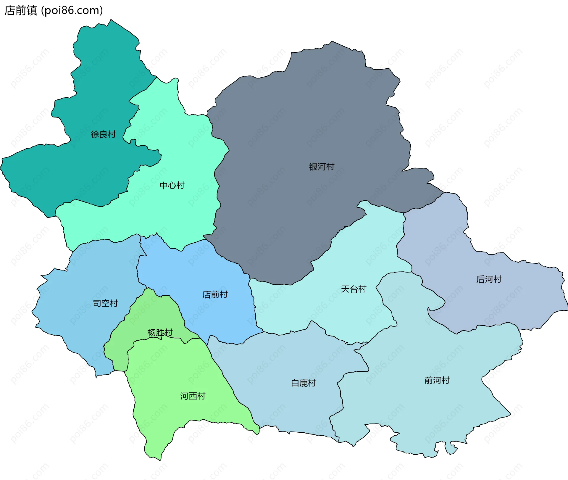 店前镇边界地图(五级行政区划)