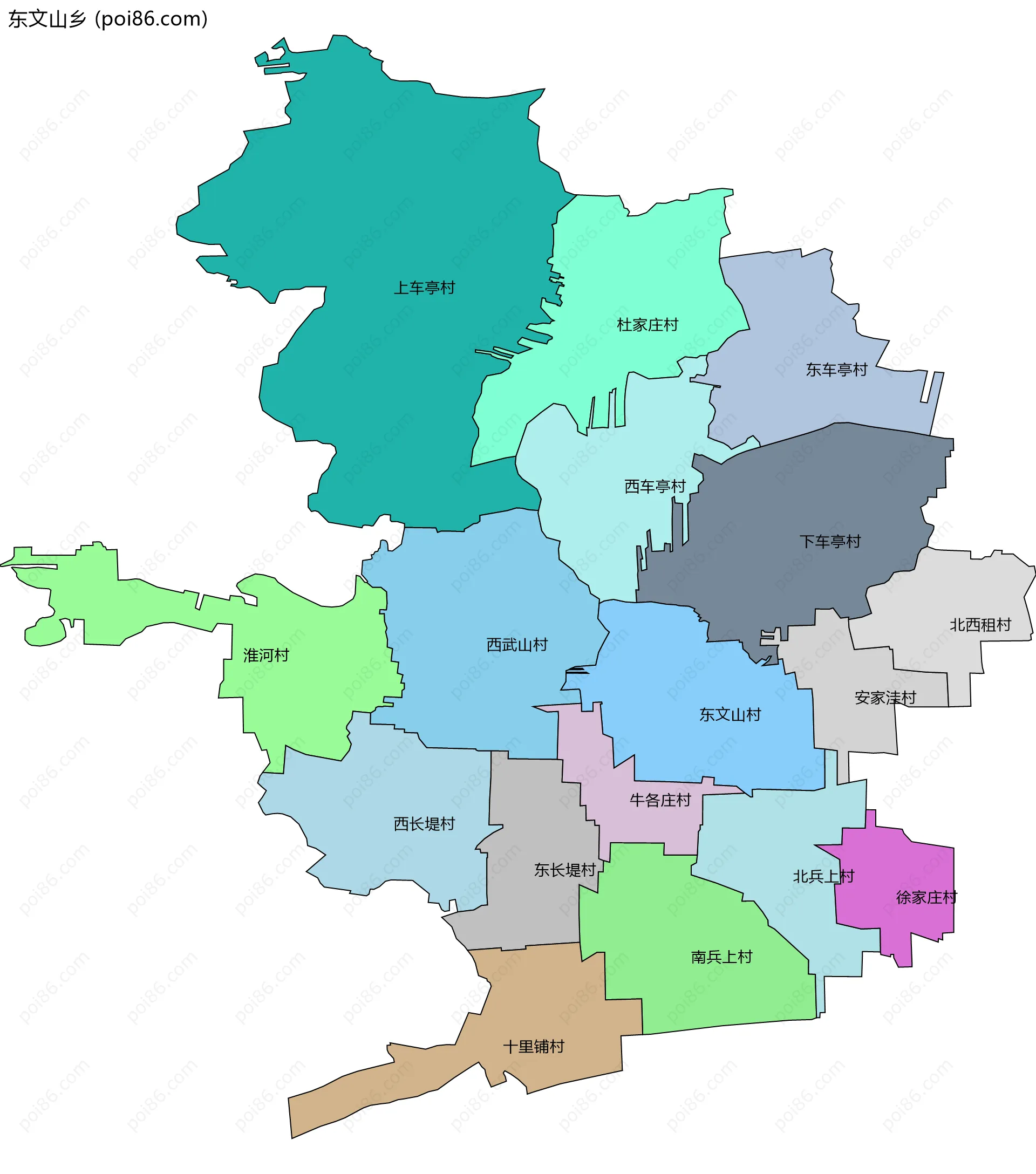 东文山乡边界地图(五级行政区划)