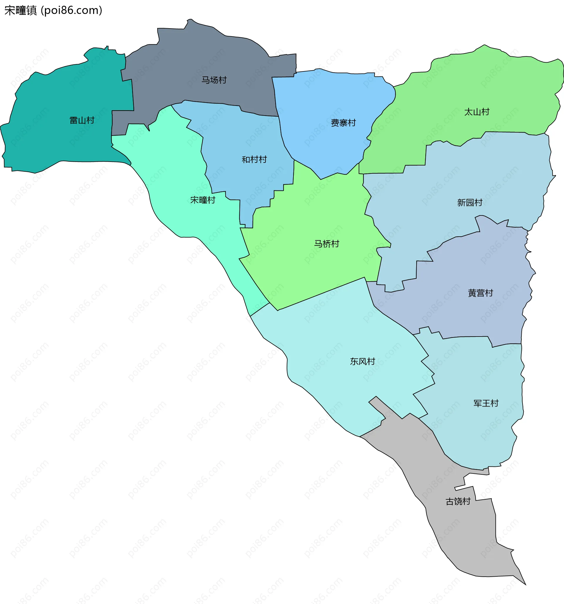 宋疃镇边界地图(五级行政区划)