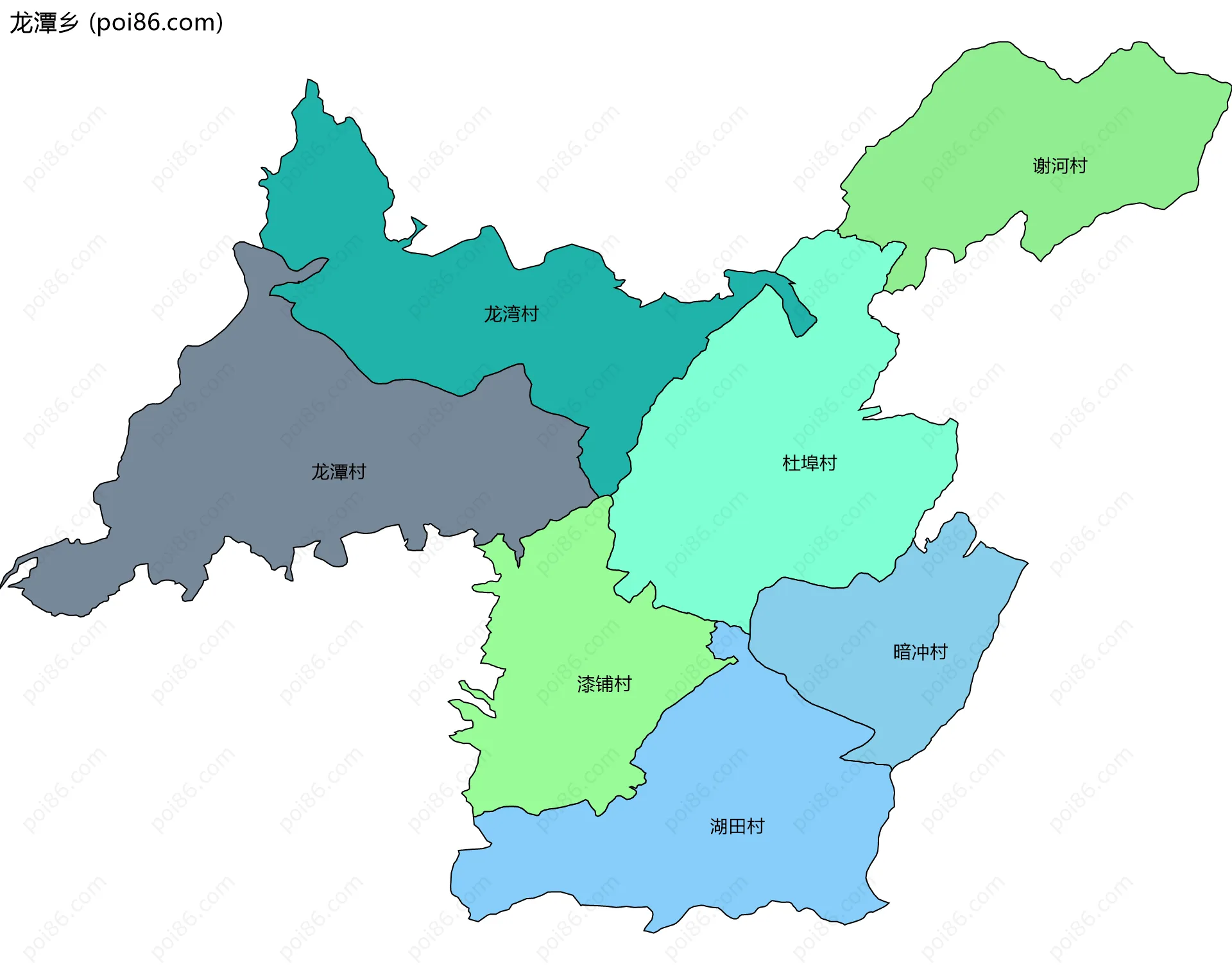 龙潭乡边界地图(五级行政区划)