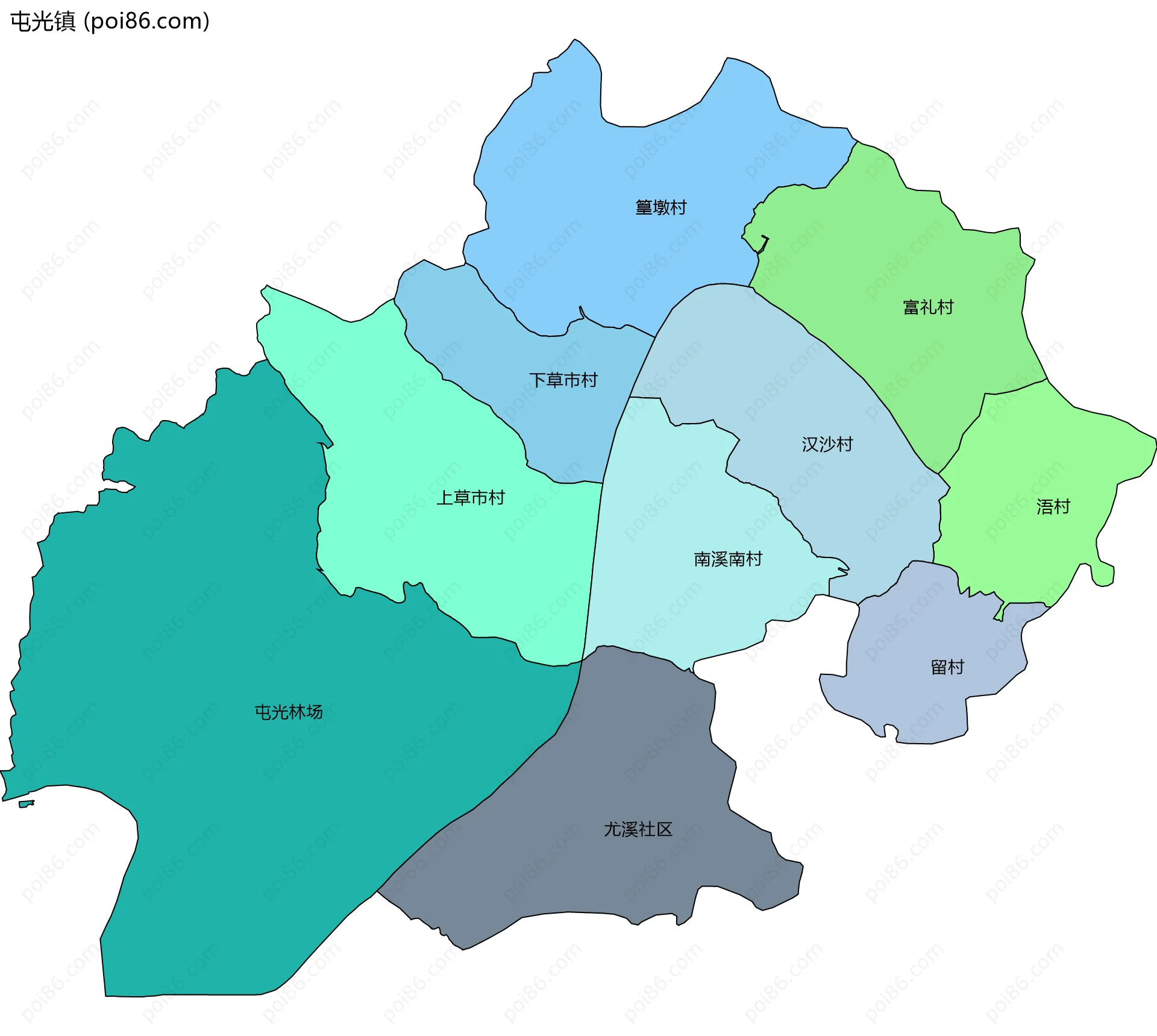 屯光镇边界地图(五级行政区划)