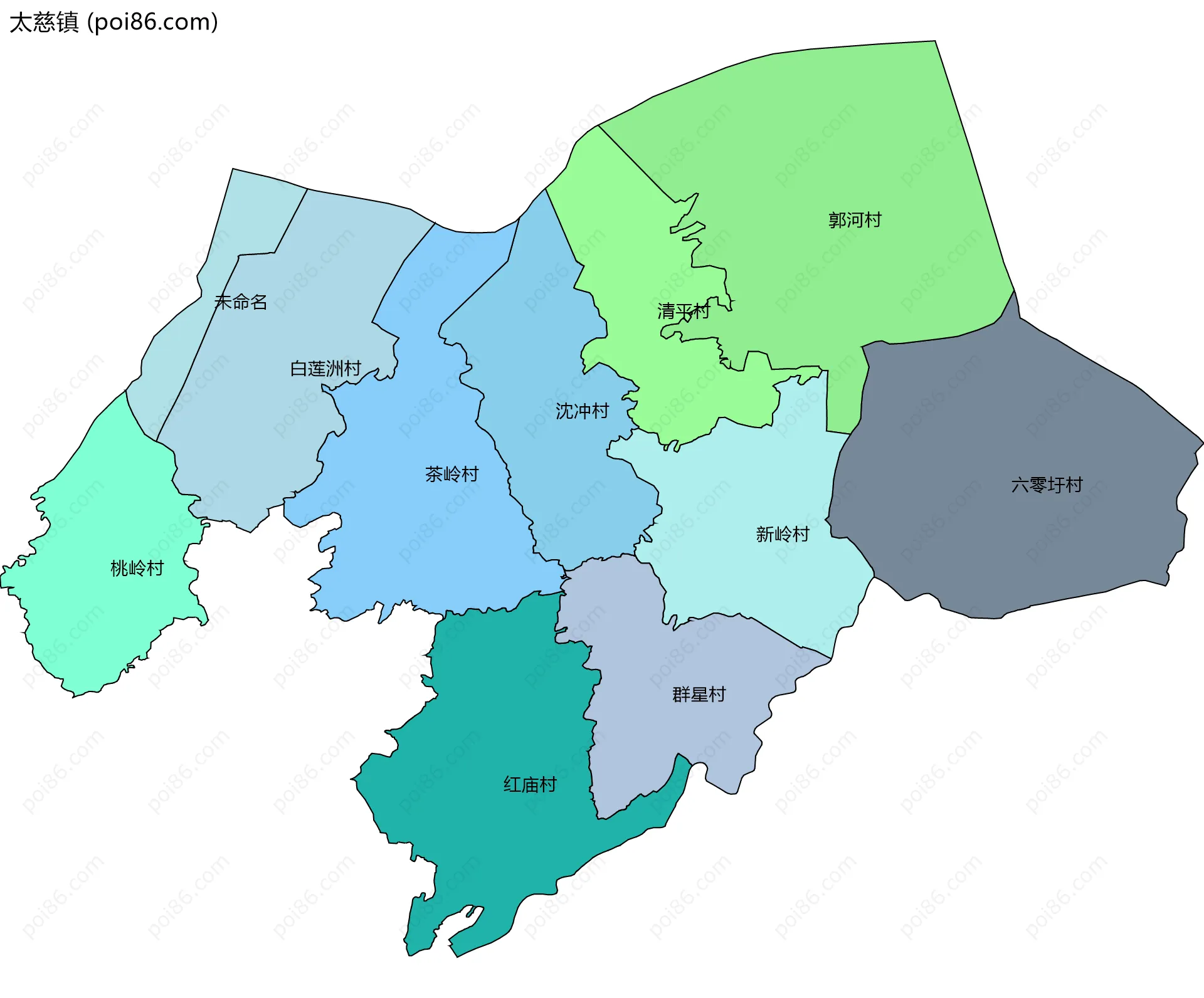 太慈镇边界地图(五级行政区划)