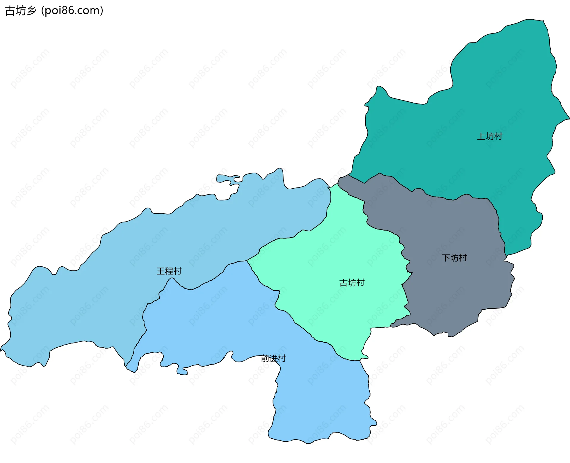 古坊乡边界地图(五级行政区划)