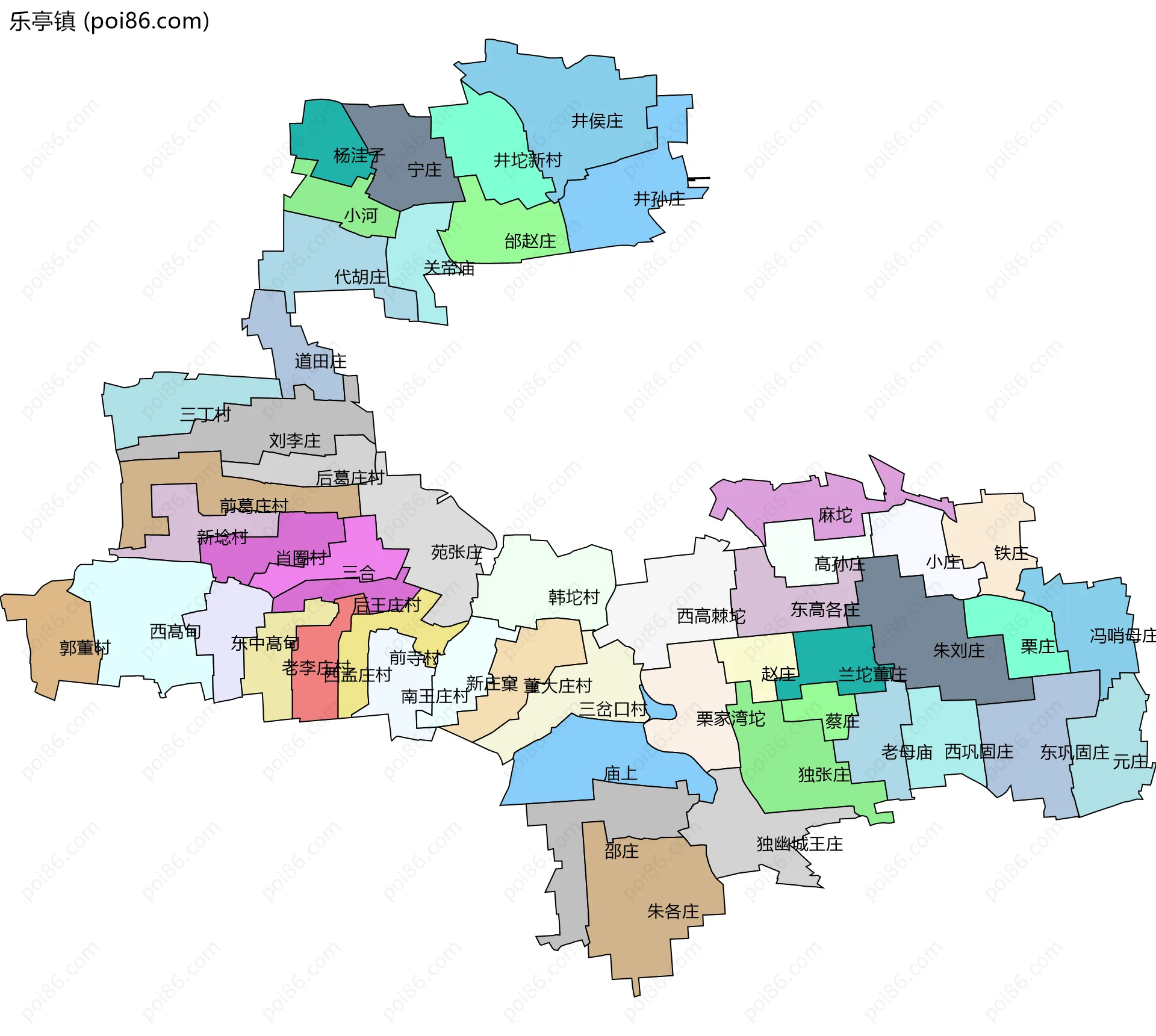 乐亭镇边界地图(五级行政区划)