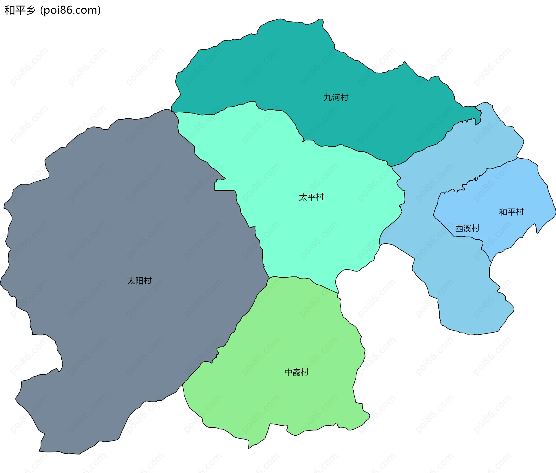 和平乡边界地图(五级行政区划)