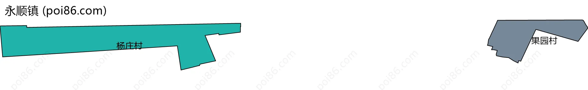 永顺镇边界地图(五级行政区划)