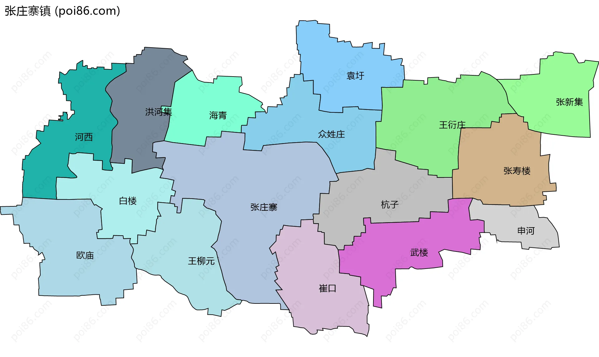 张庄寨镇边界地图(五级行政区划)
