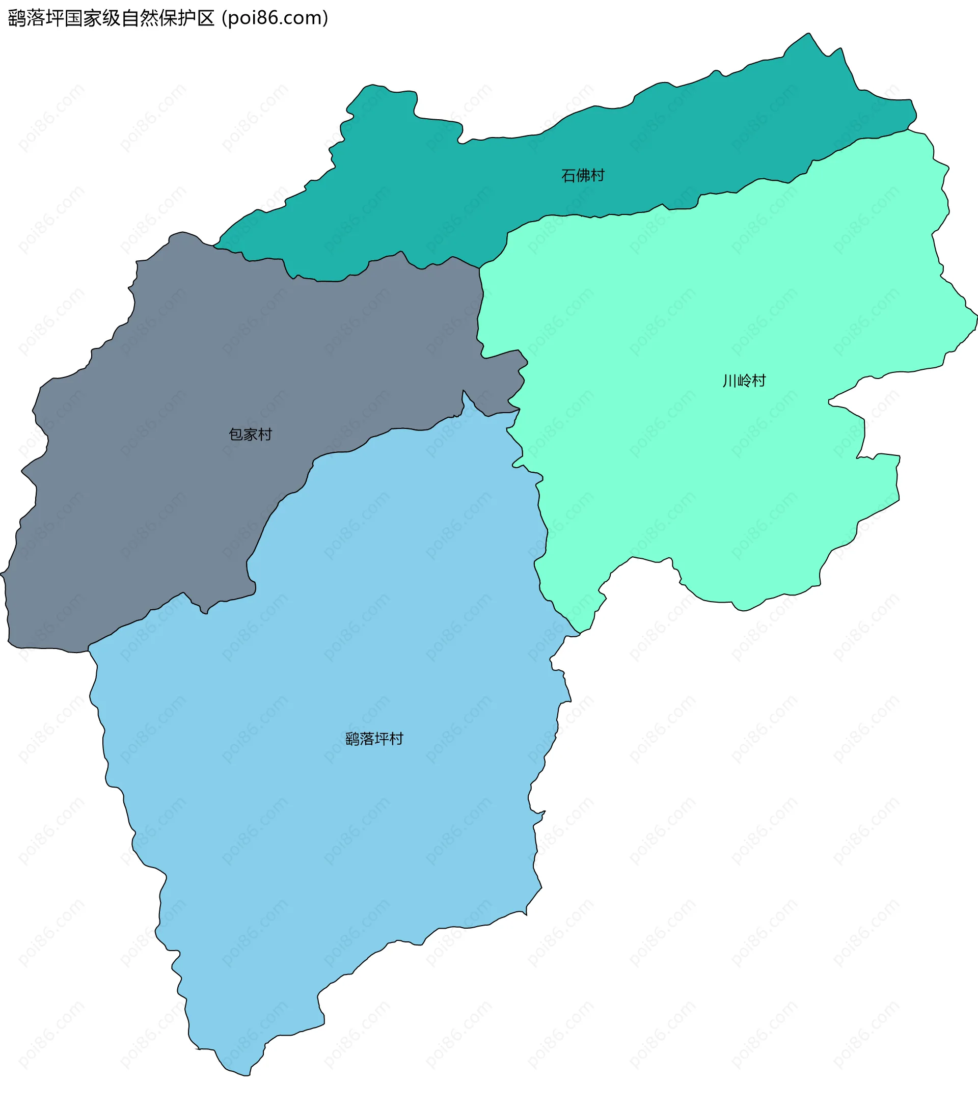 鹞落坪国家级自然保护区边界地图(五级行政区划)