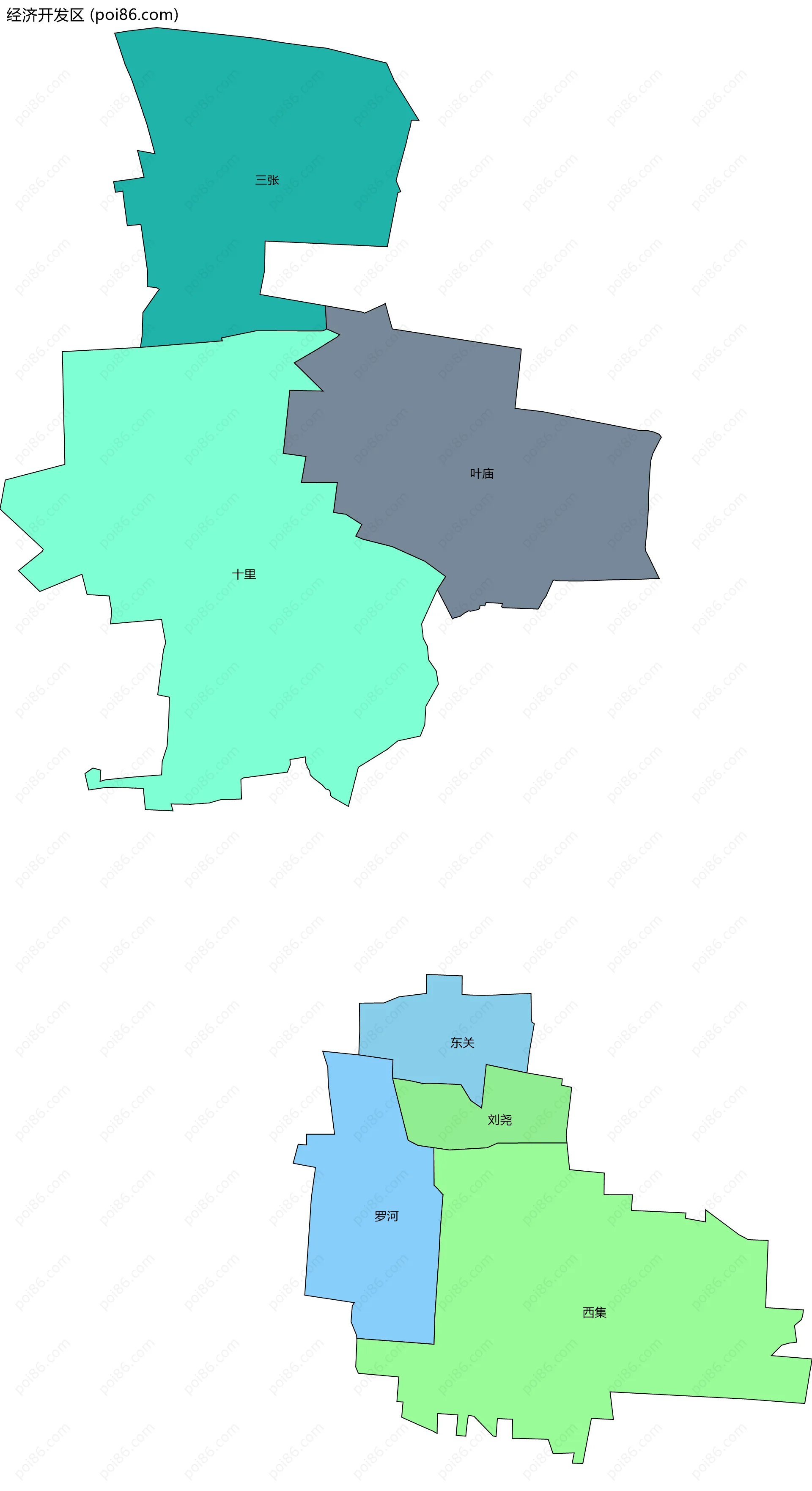 经济开发区边界地图(五级行政区划)
