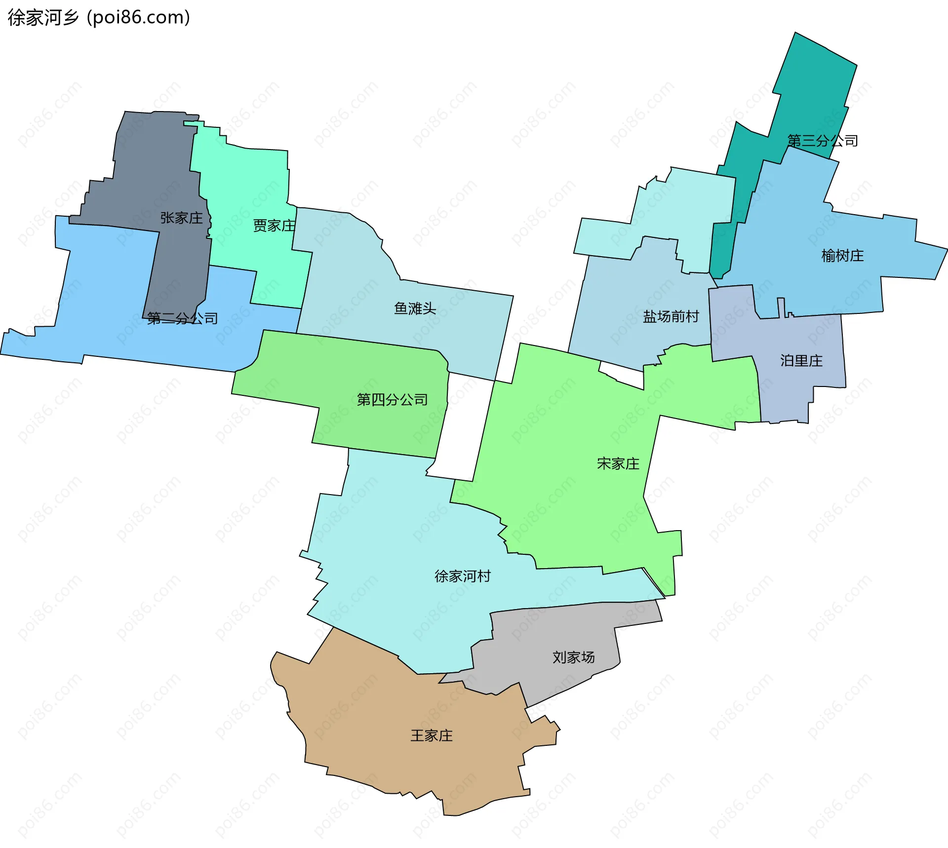 徐家河乡边界地图(五级行政区划)
