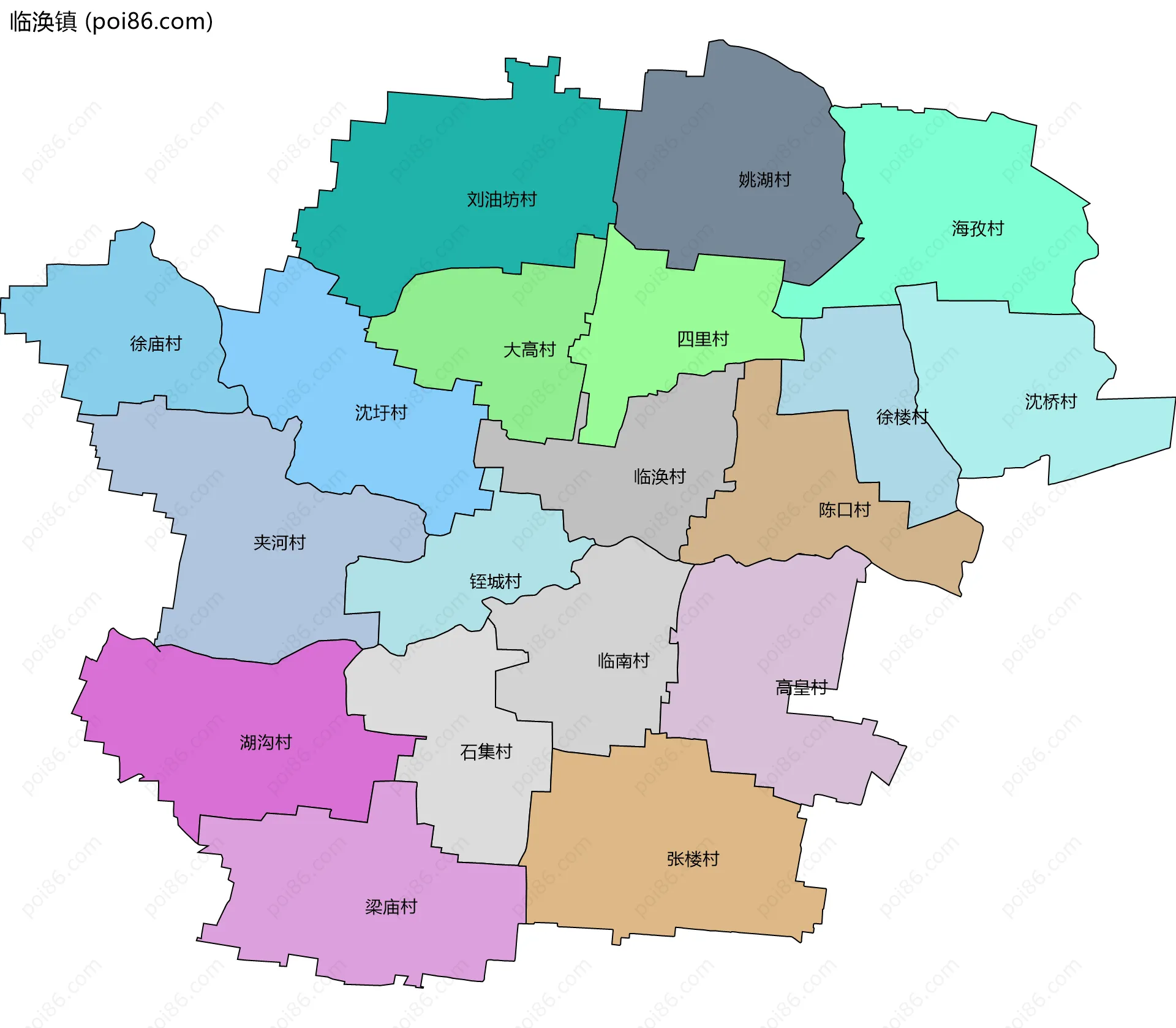 临涣镇边界地图(五级行政区划)