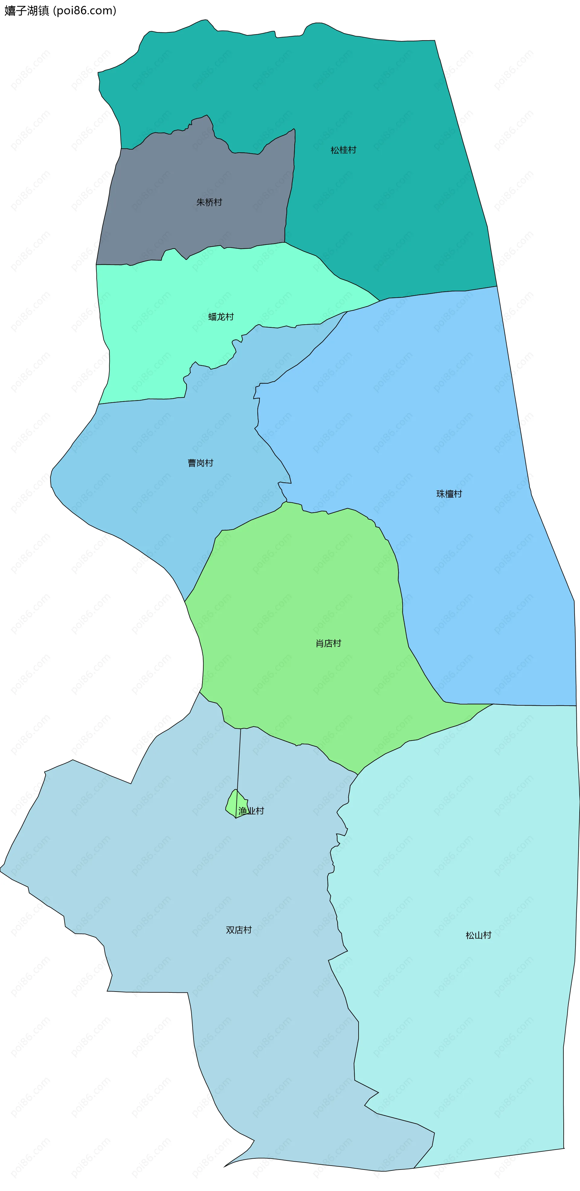 嬉子湖镇边界地图(五级行政区划)