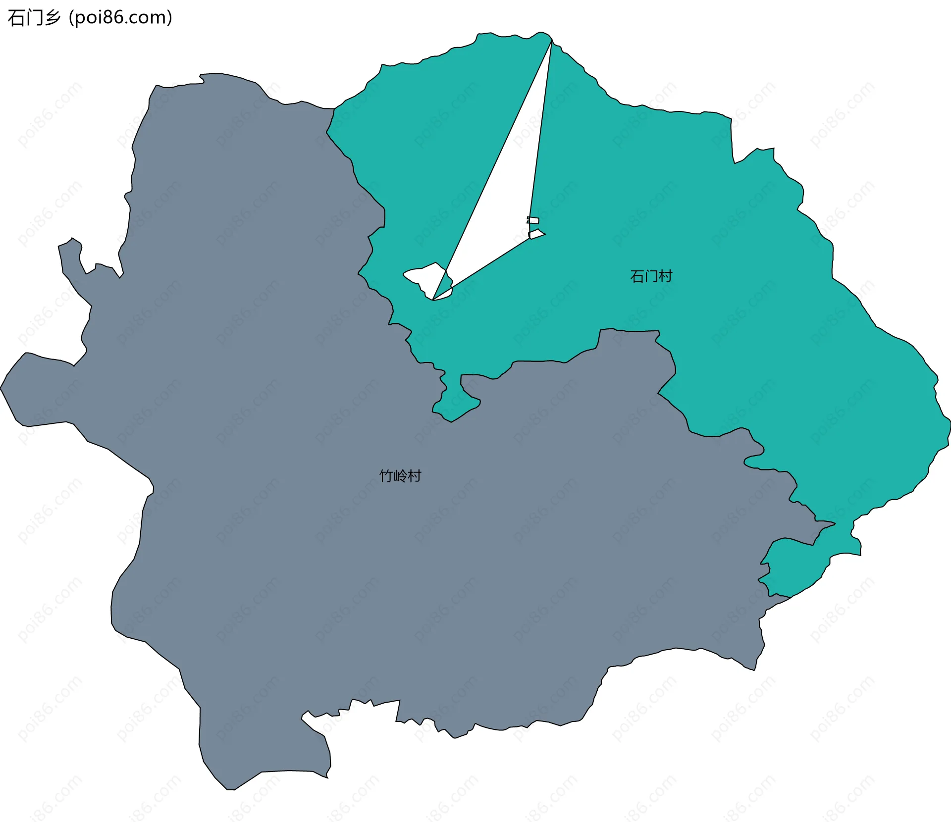 石门乡边界地图(五级行政区划)