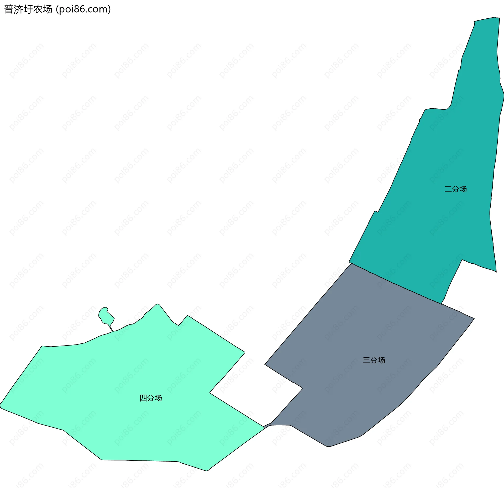 普济圩农场边界地图(五级行政区划)