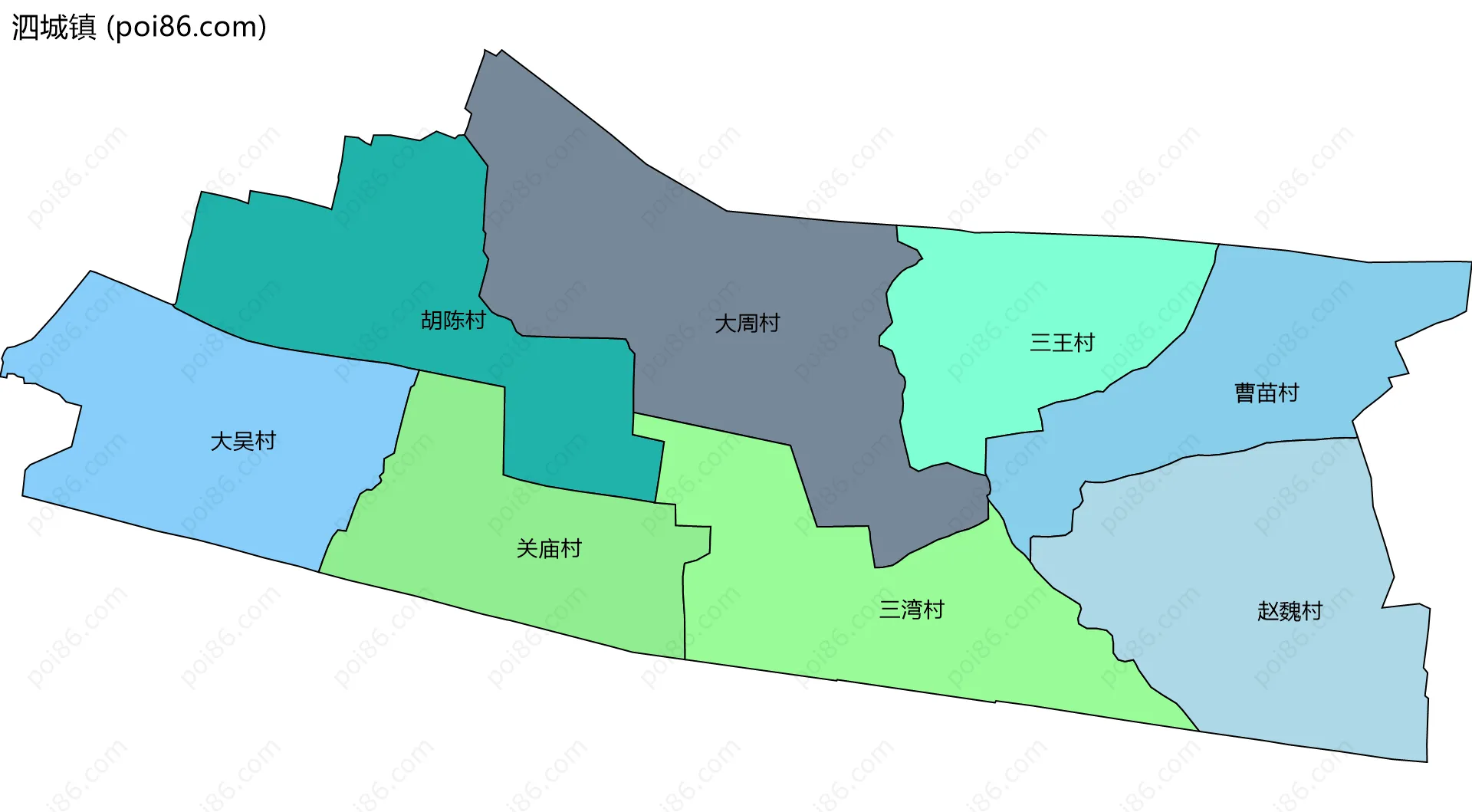 泗城镇边界地图(五级行政区划)