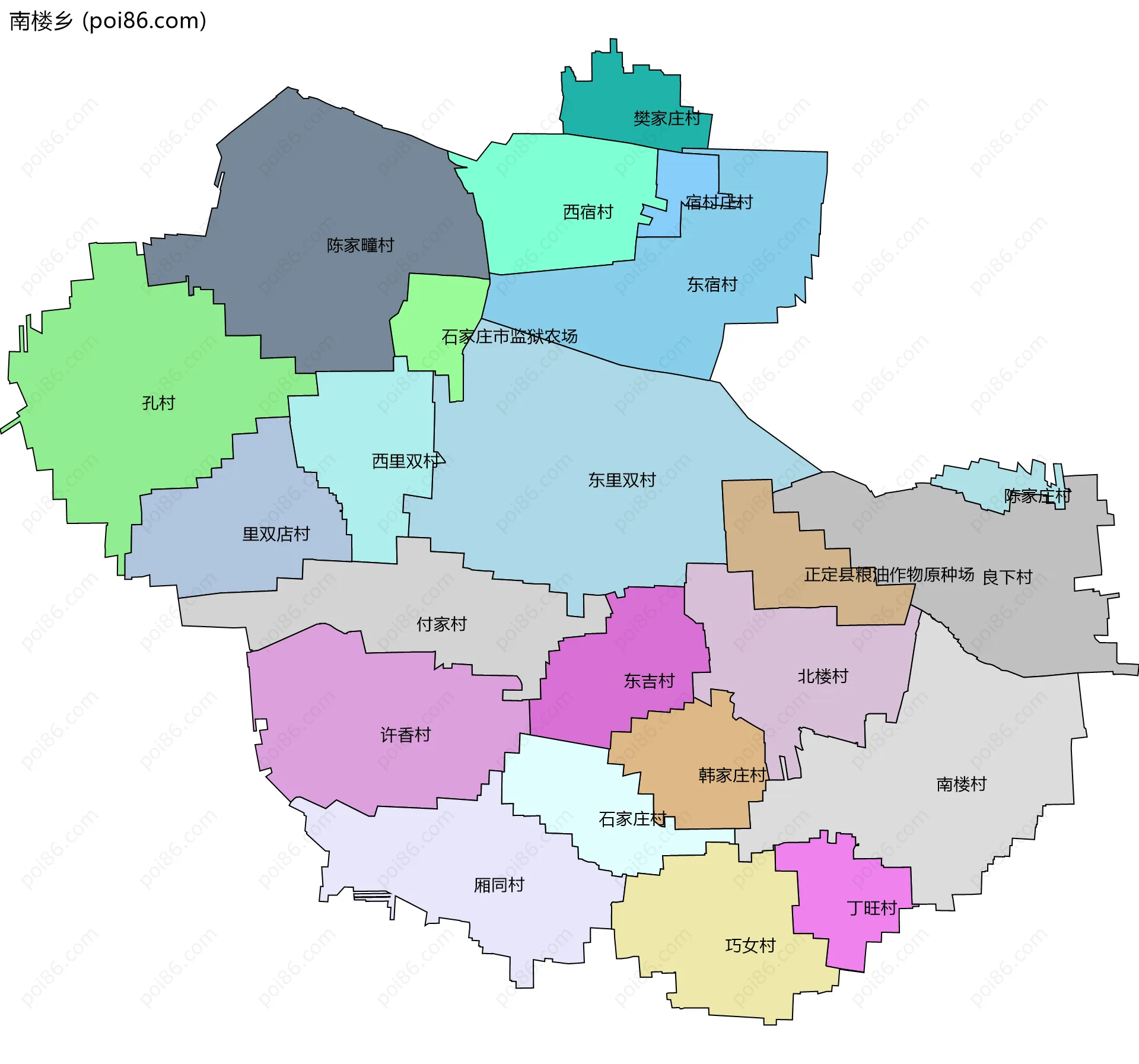 南楼乡边界地图(五级行政区划)